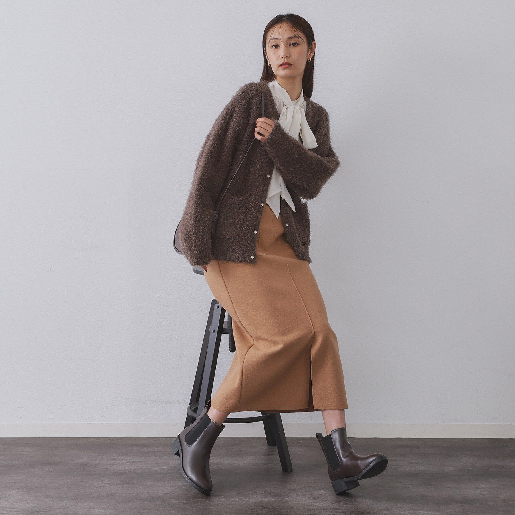 OPAQUE.CLIP「シャギーミドルカーディガン【洗濯機OK】《6col》」|カーディガン|