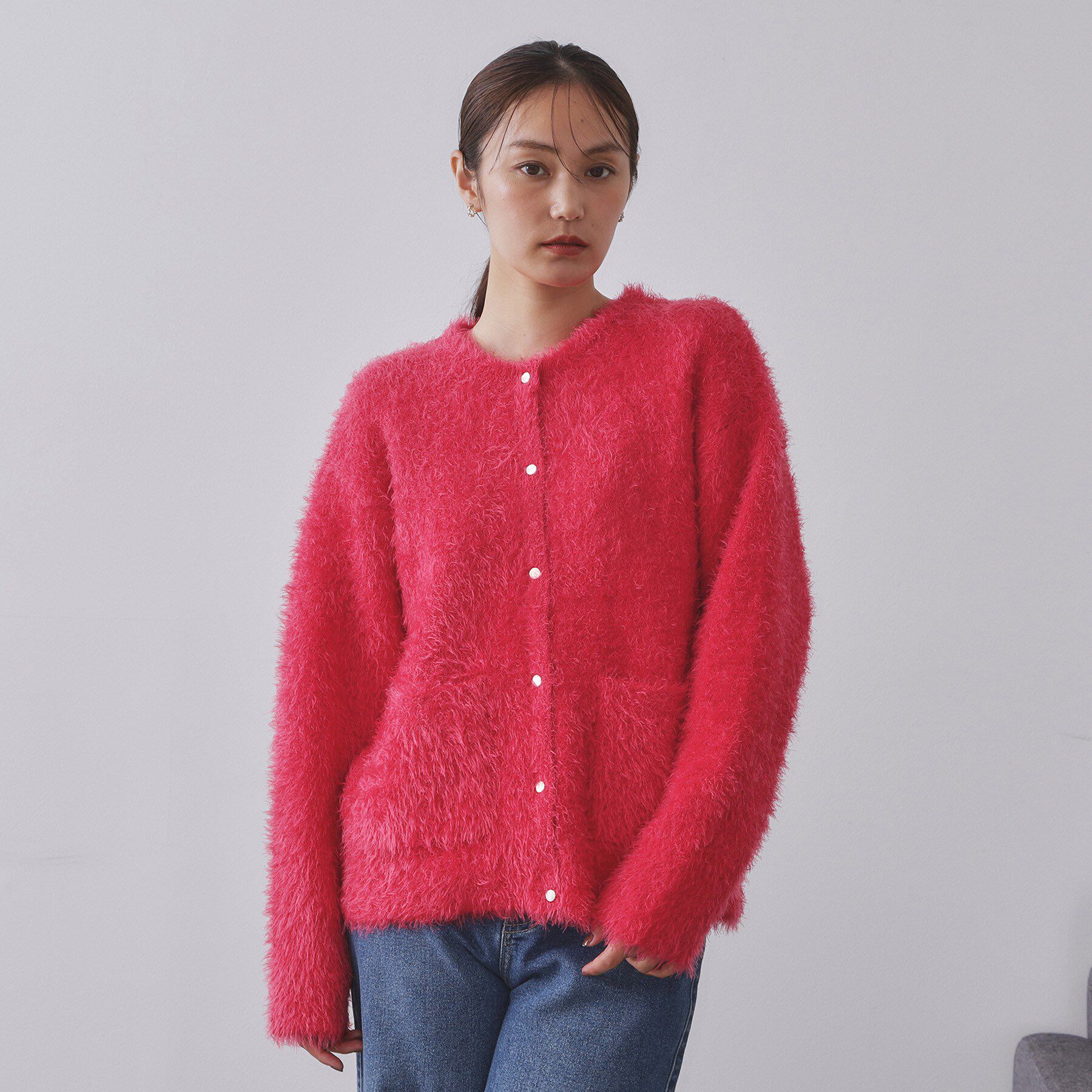 OPAQUE.CLIP「シャギーミドルカーディガン【洗濯機OK】《6col》」|カーディガン|