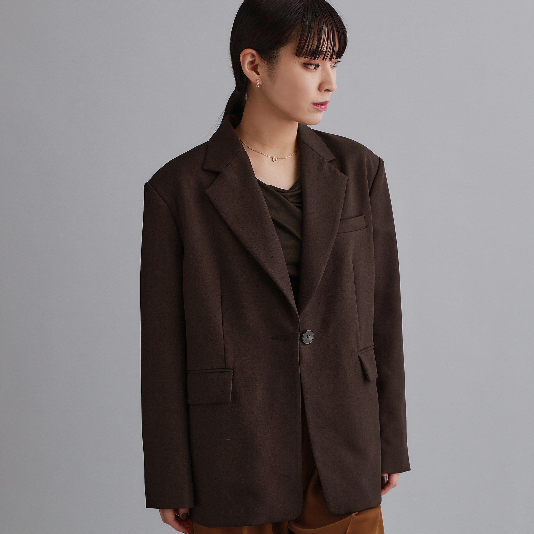 OPAQUE.CLIP「【es】ビッグテーラードジャケット【UVケア/洗濯機OK】」|テーラードジャケット|ブラウン(044)