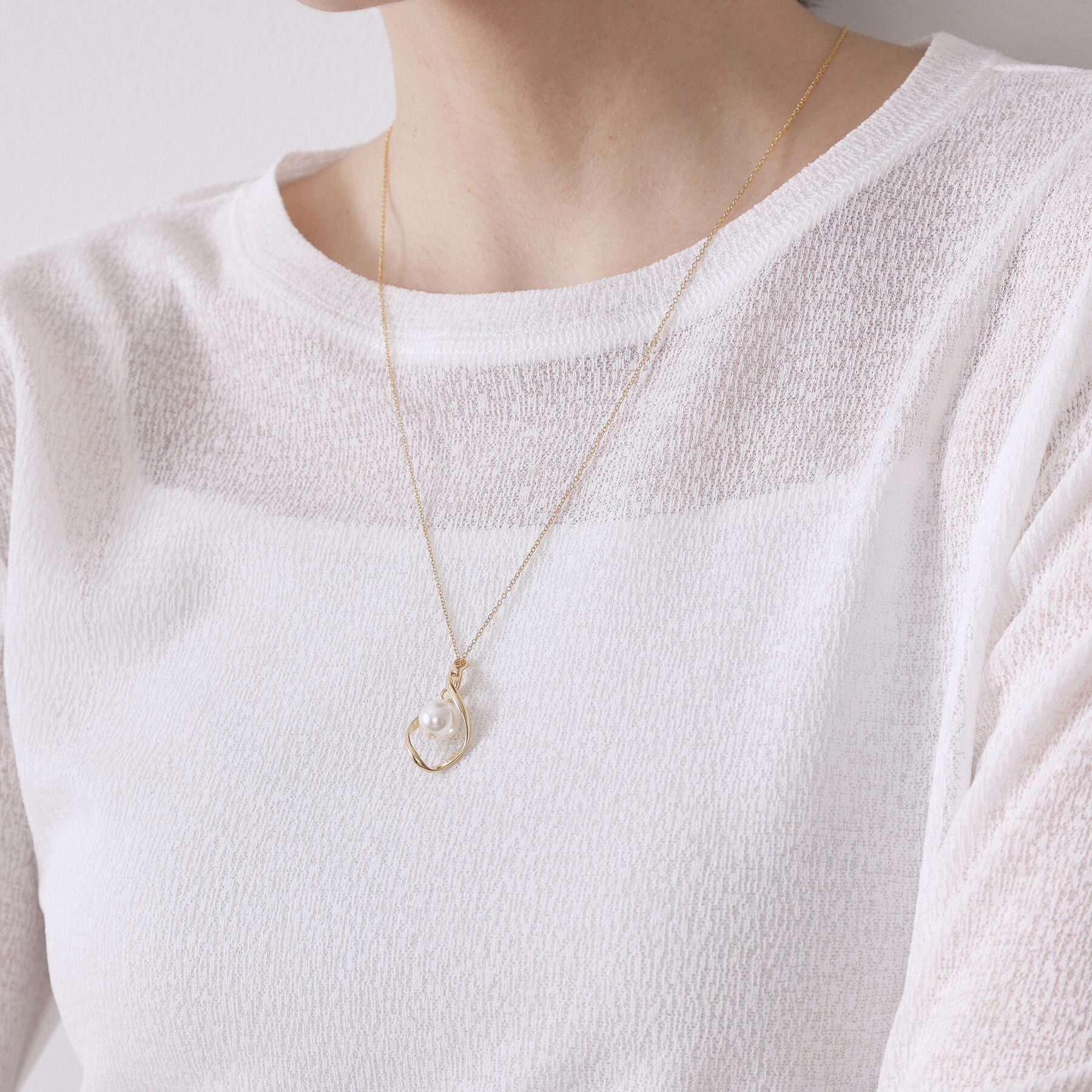 OPAQUE.CLIP「ニュアンスメタルリング&times;フェイクパールネックレス」|ネックレス|