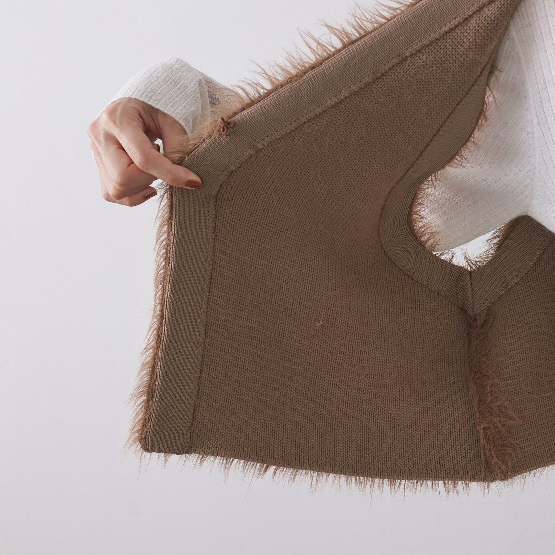 OPAQUE.CLIP「《andGIRL掲載》シャギーニット ショートベスト【洗濯機OK】」|ベスト・ジレ|