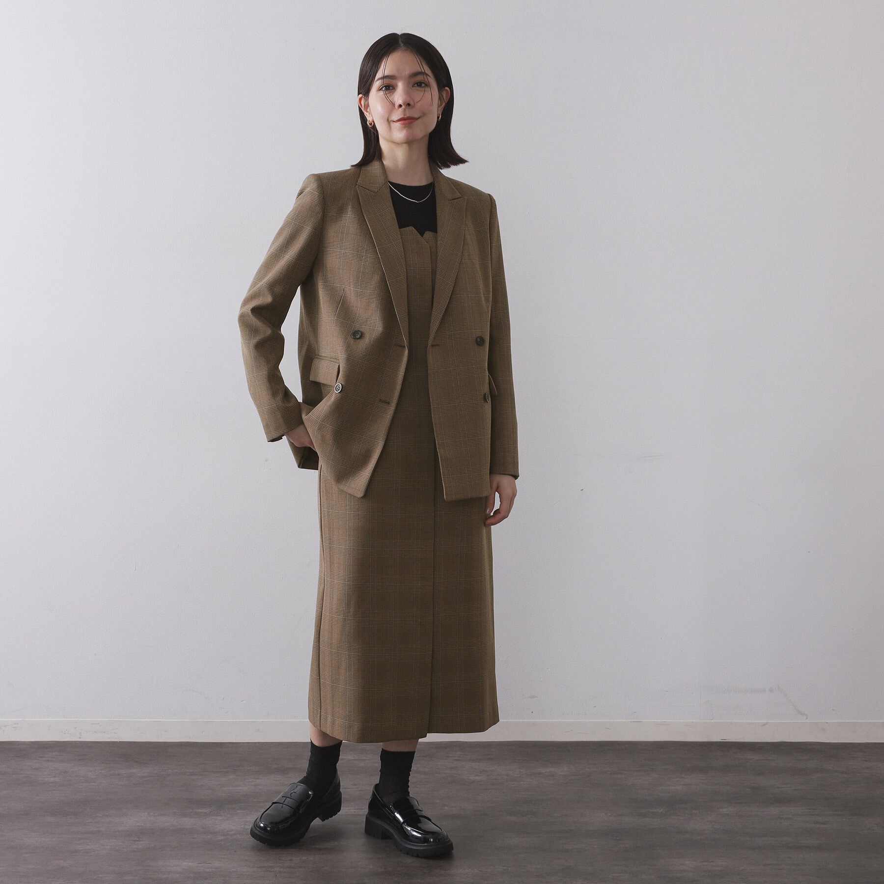 OPAQUE.CLIP「グレンチェックキャミワンピース/セットアップ対応可【洗濯機OK】」|ワンピース|