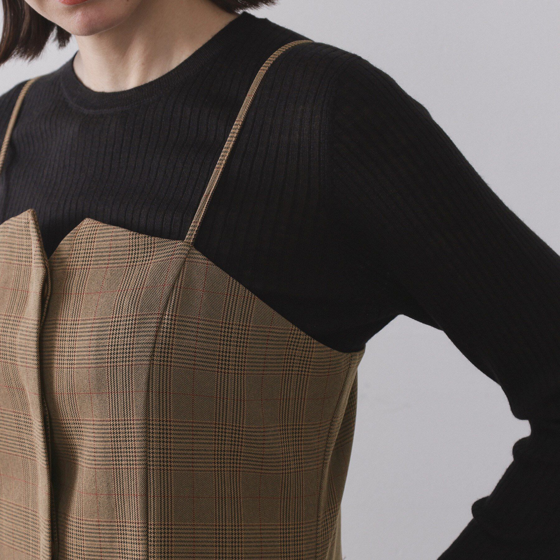 OPAQUE.CLIP「グレンチェックキャミワンピース/セットアップ対応可【洗濯機OK】」|ワンピース|