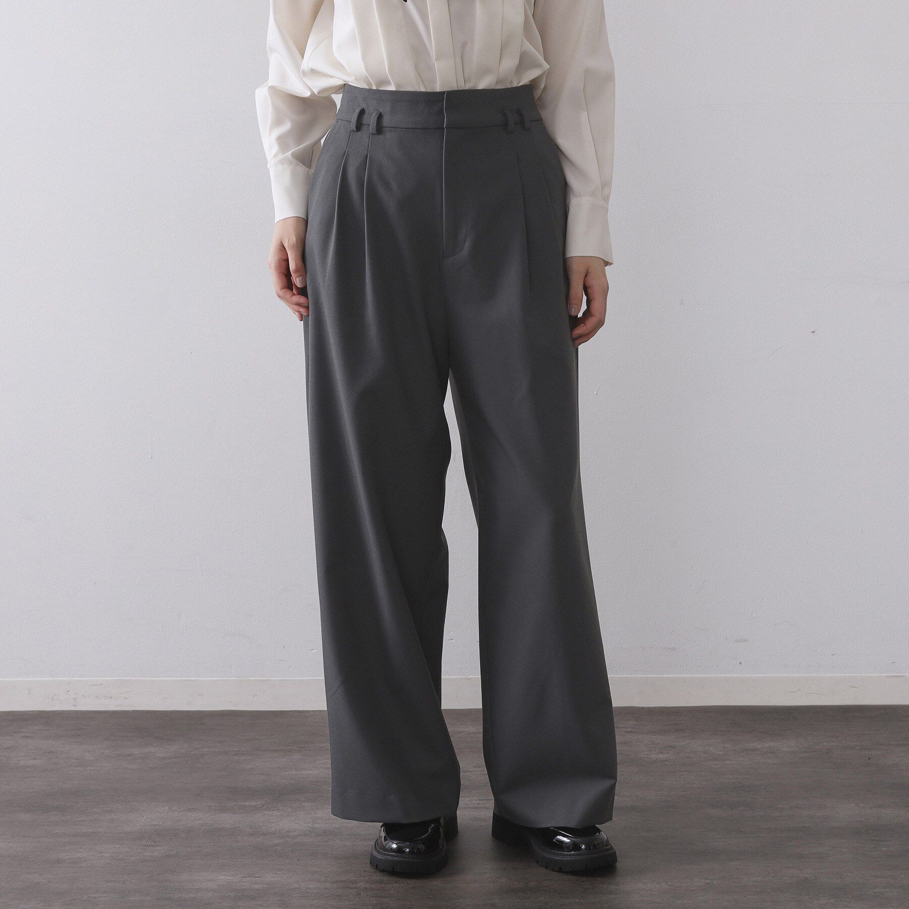 OPAQUE.CLIP「ベルト付きタックワイドパンツ【洗濯機OK】」|その他|