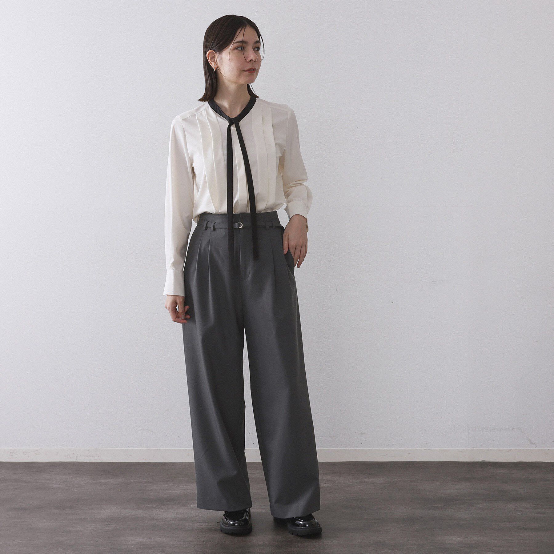 OPAQUE.CLIP「ベルト付きタックワイドパンツ【洗濯機OK】」|その他|