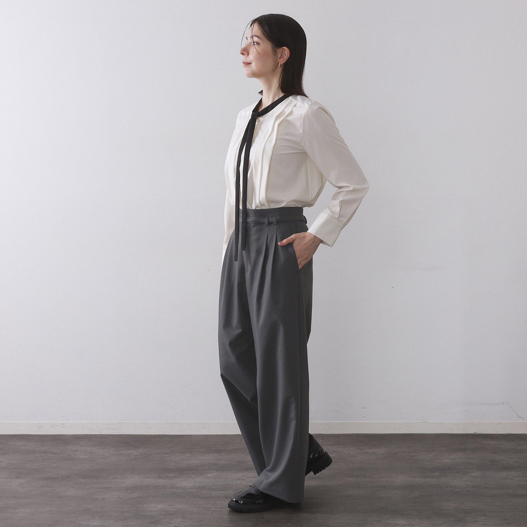 OPAQUE.CLIP「ベルト付きタックワイドパンツ【洗濯機OK】」|その他|