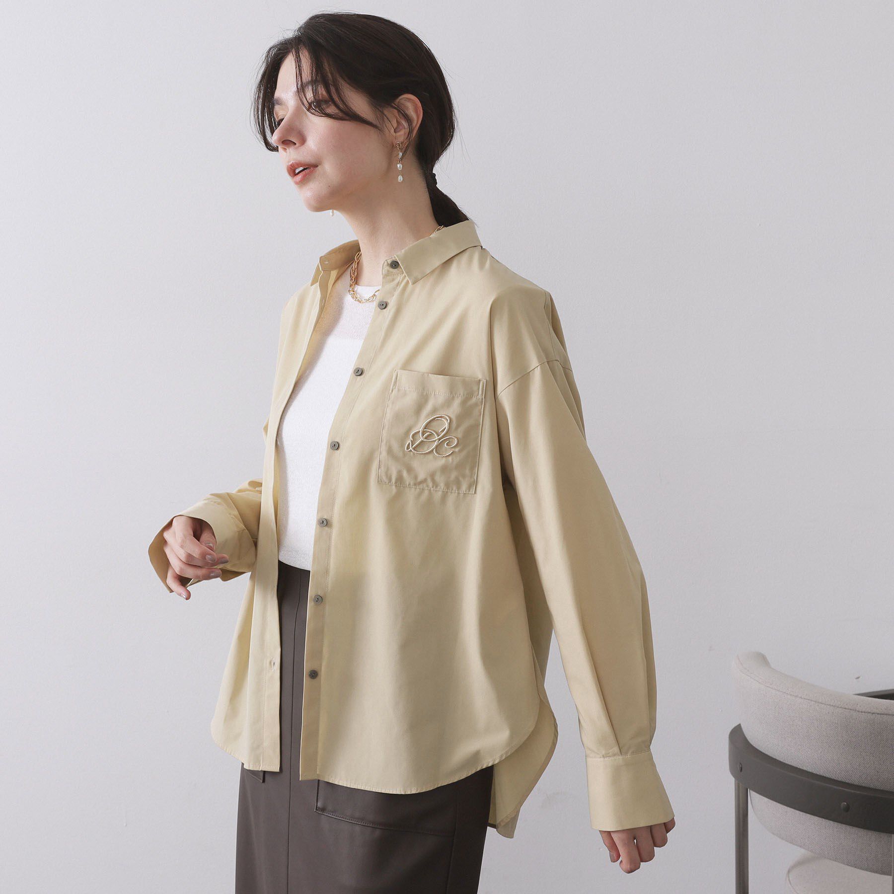 OPAQUE.CLIP「ポケット刺繍レギュラーカラーシャツ【洗濯機OK】」|シャツ・ブラウス|