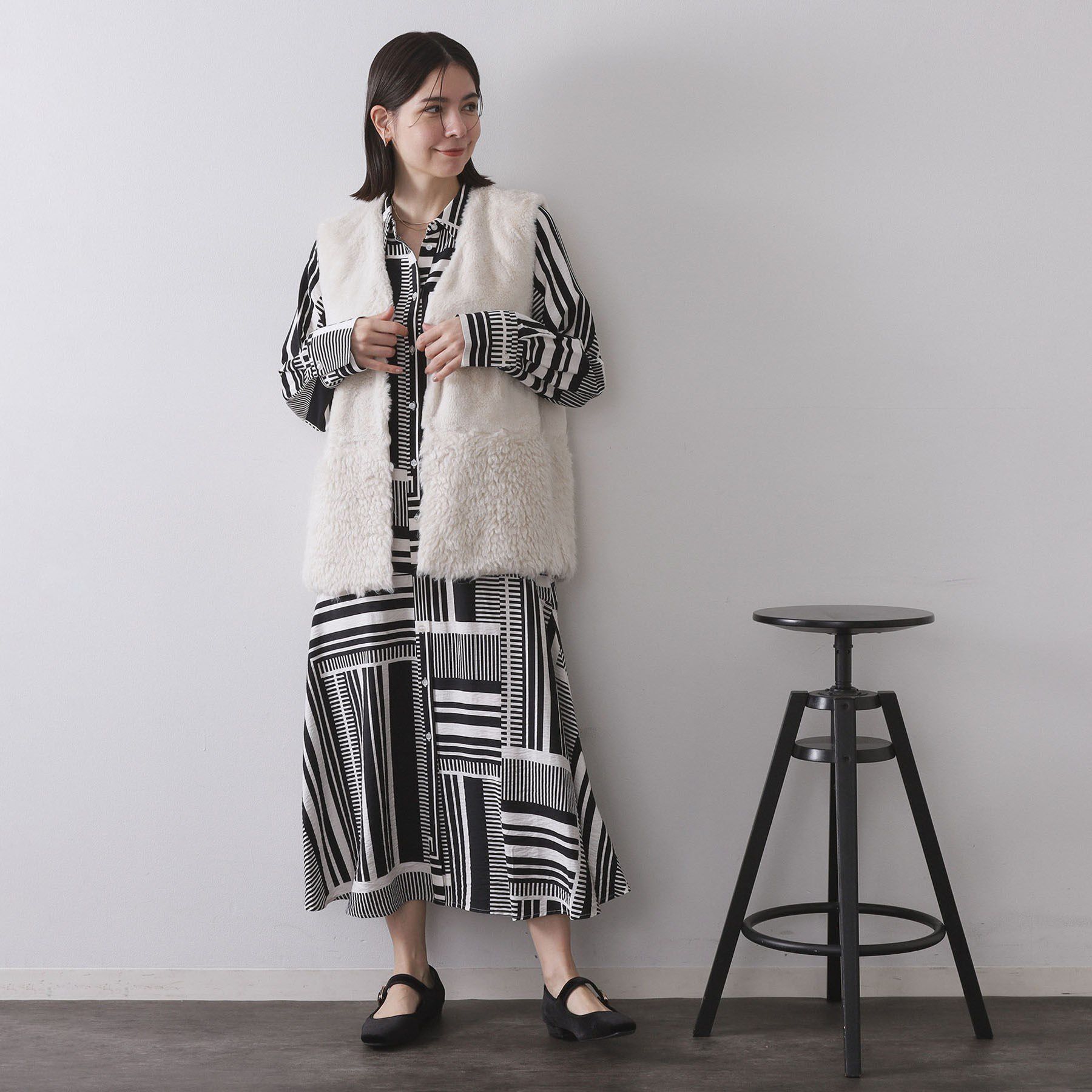 OPAQUE.CLIP「フェイクファー&times;フェイクボアドッキングジレ【洗濯機OK】」|ベスト・ジレ|