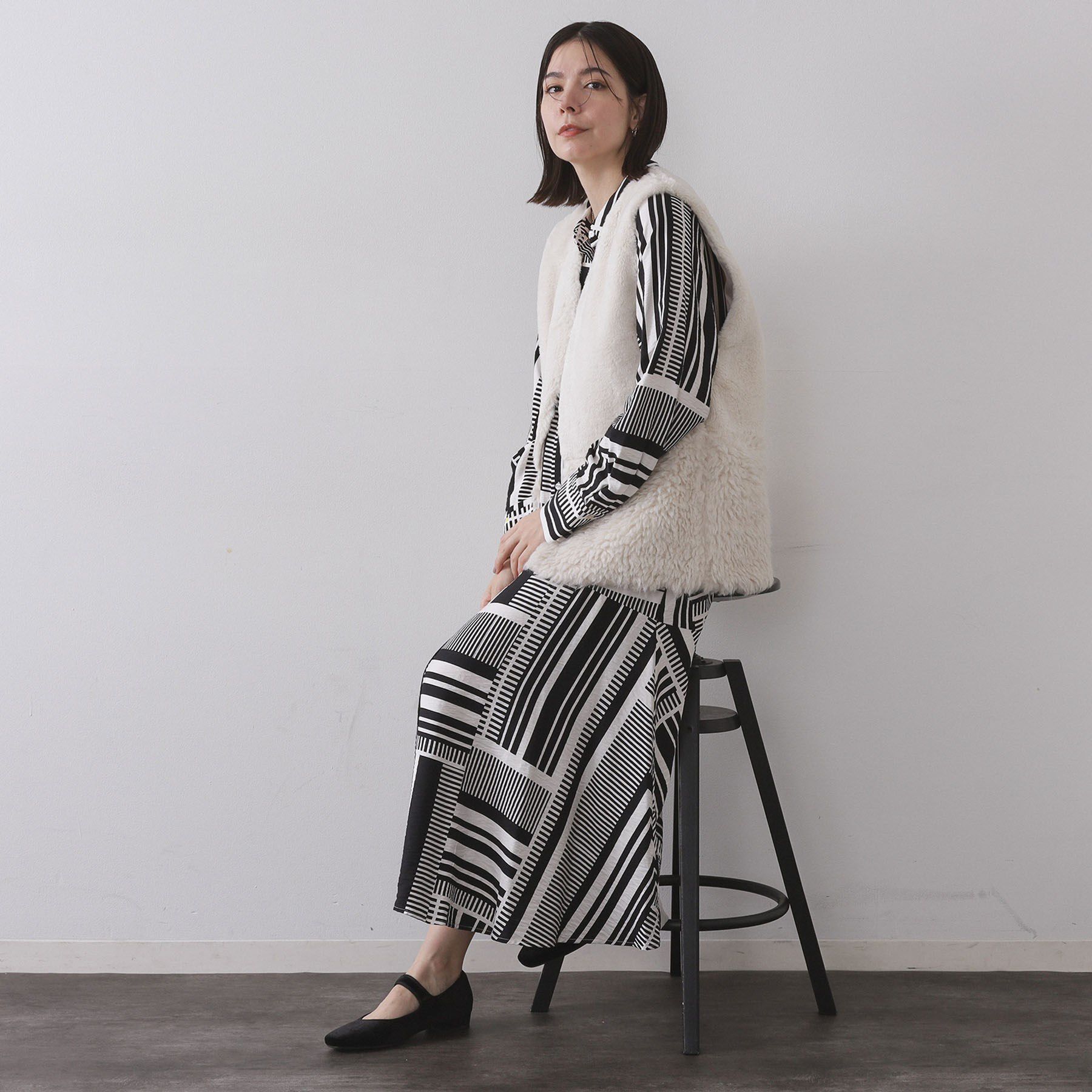 OPAQUE.CLIP「フェイクファー&times;フェイクボアドッキングジレ【洗濯機OK】」|ベスト・ジレ|