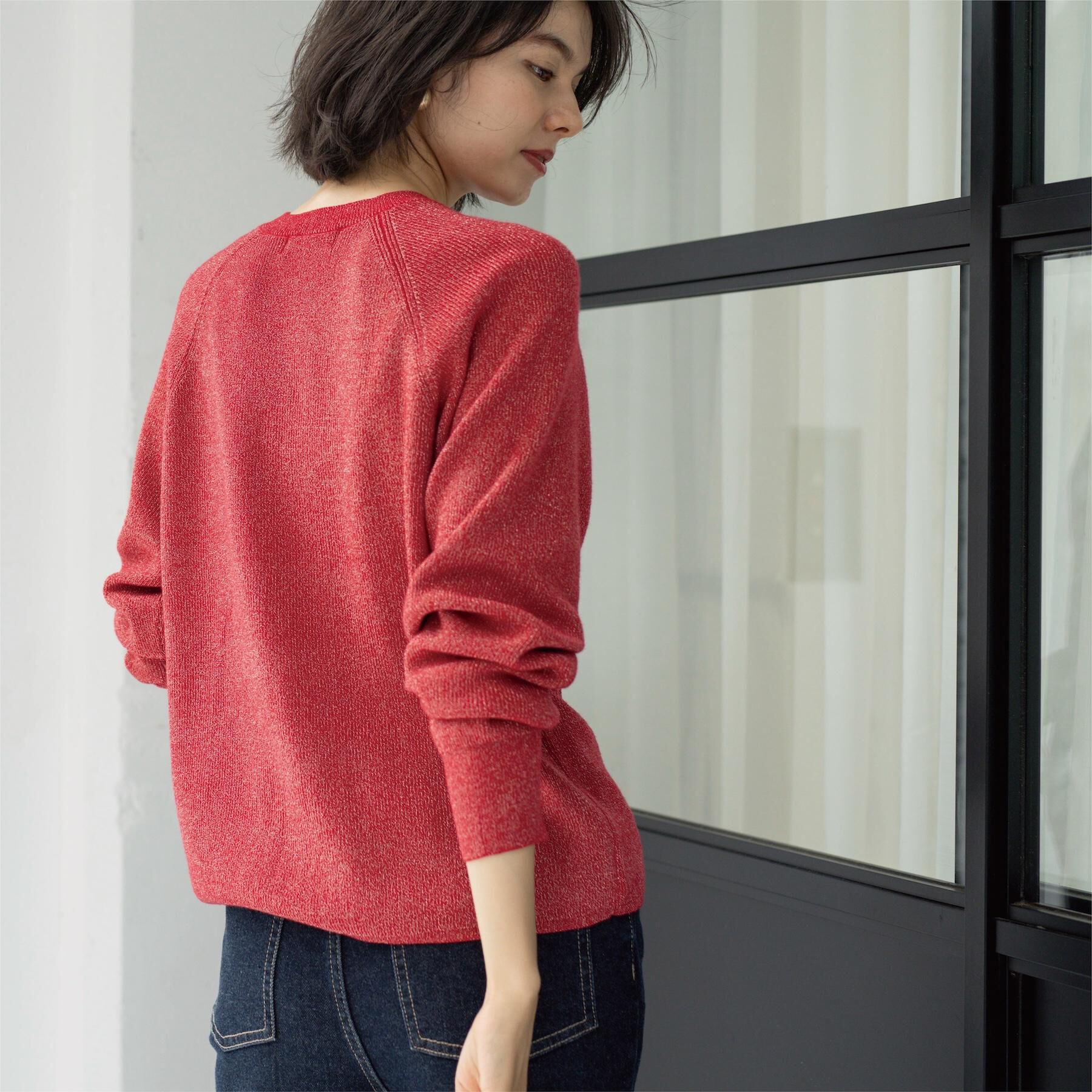 OPAQUE.CLIP「ボタンデザインラメニット【洗濯機OK】」|ニット・セーター|