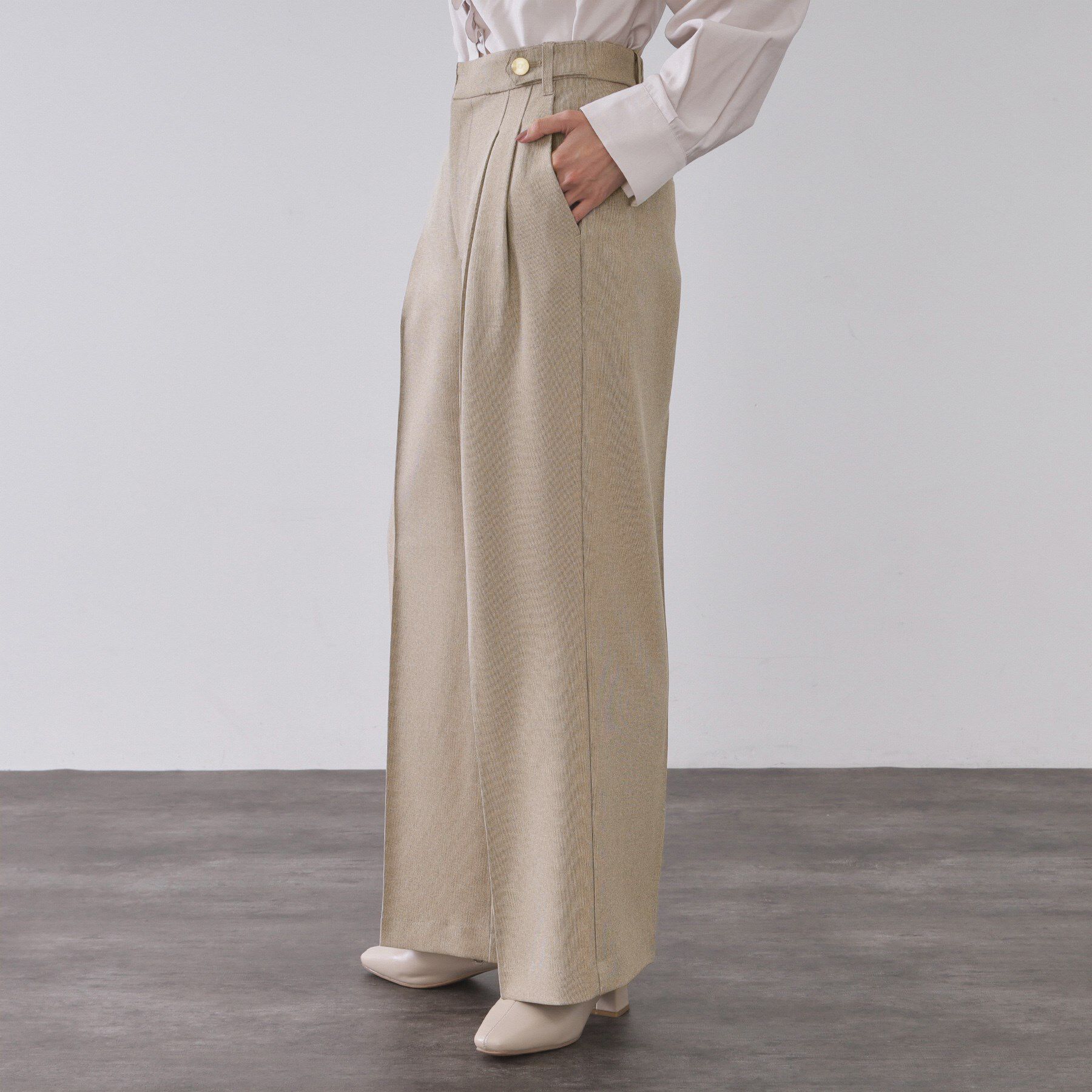 OPAQUE.CLIP「ストレッチタックワイドパンツ/セットアップ対応可【洗濯機OK】」|その他|