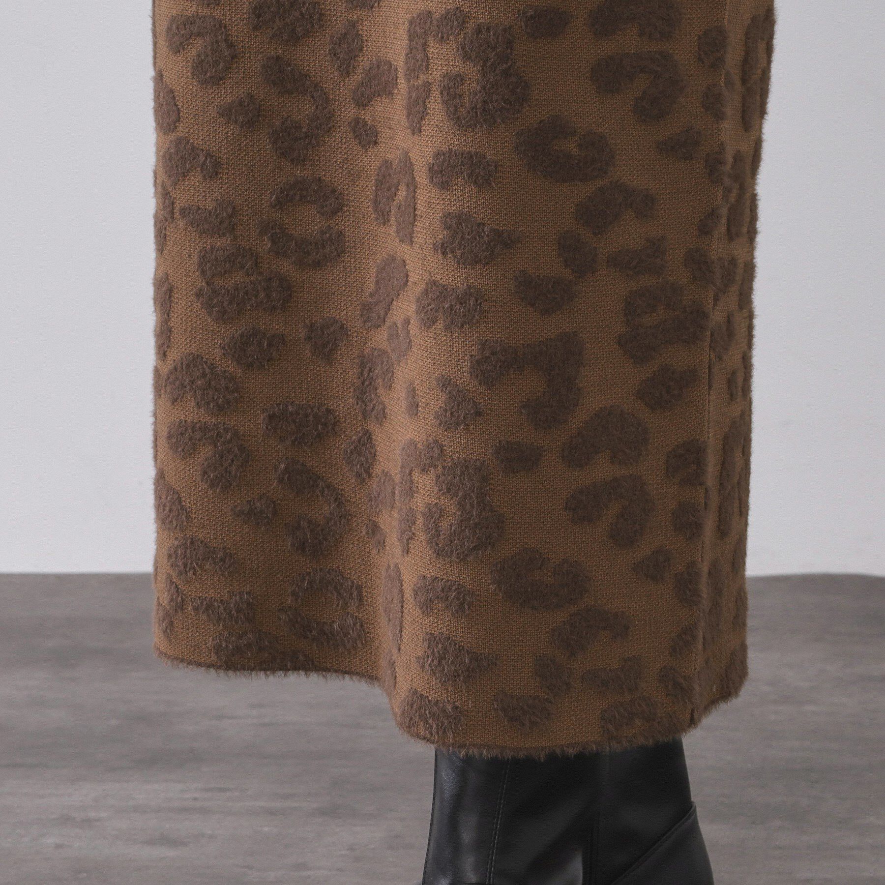 OPAQUE.CLIP「レオパードジャカードニットスカート【洗濯機OK】」|スカート|