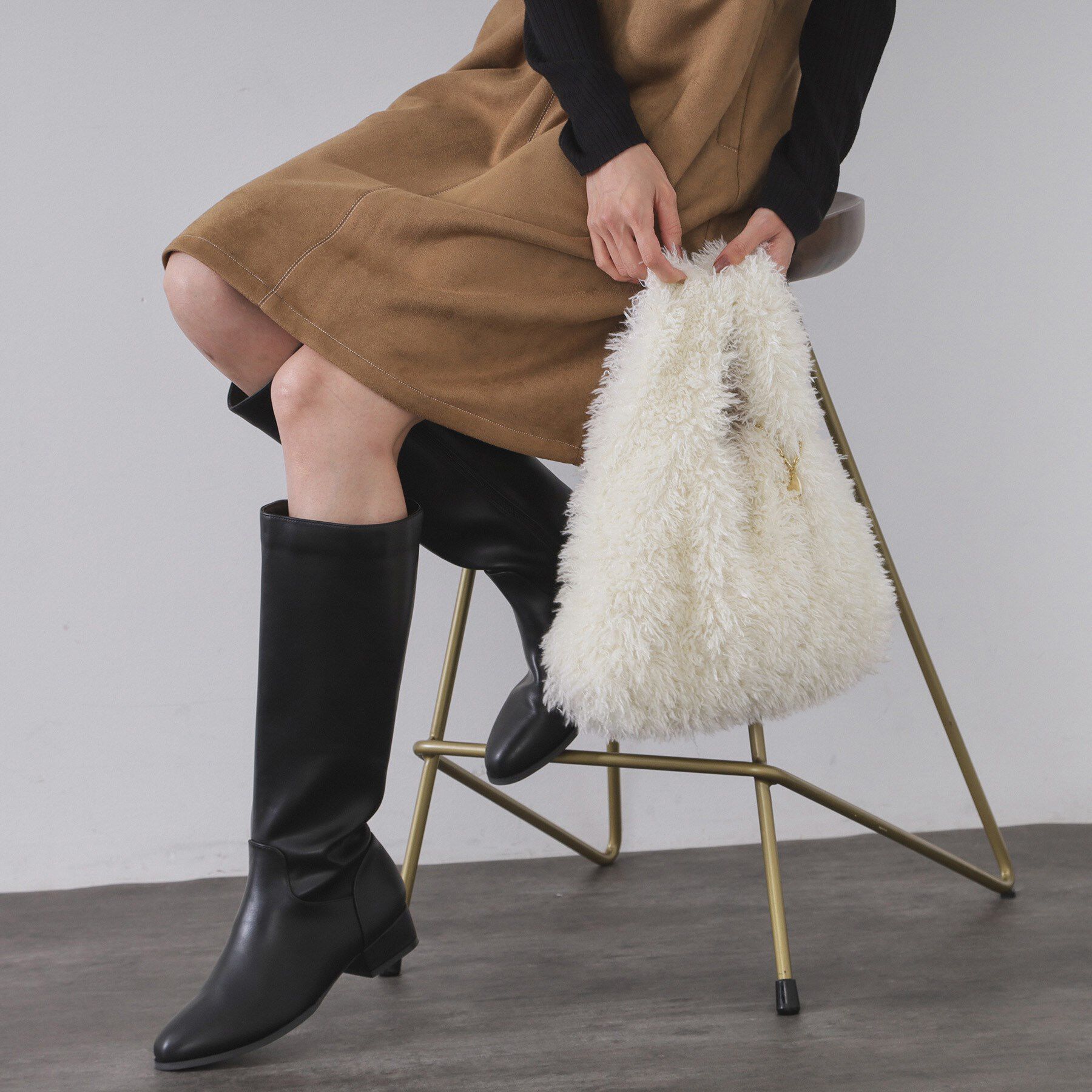 OPAQUE.CLIP「ラム風フェイクファーハンドバッグ」|ハンドバッグ|