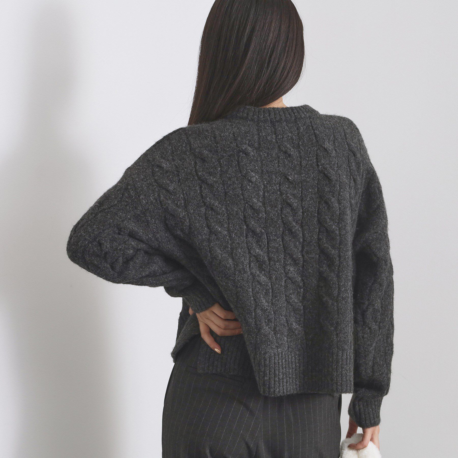 OPAQUE.CLIP「MIXミドルゲージケーブルニット【洗濯機OK】」|ニット・セーター|