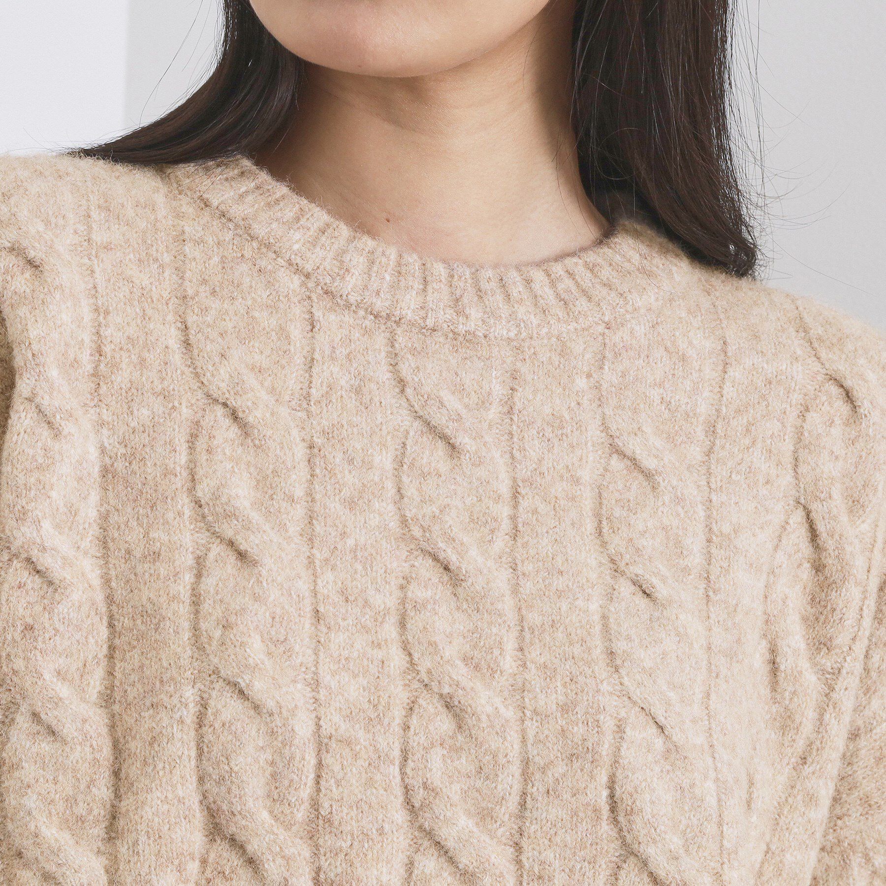 OPAQUE.CLIP「MIXミドルゲージケーブルニット【洗濯機OK】」|ニット・セーター|