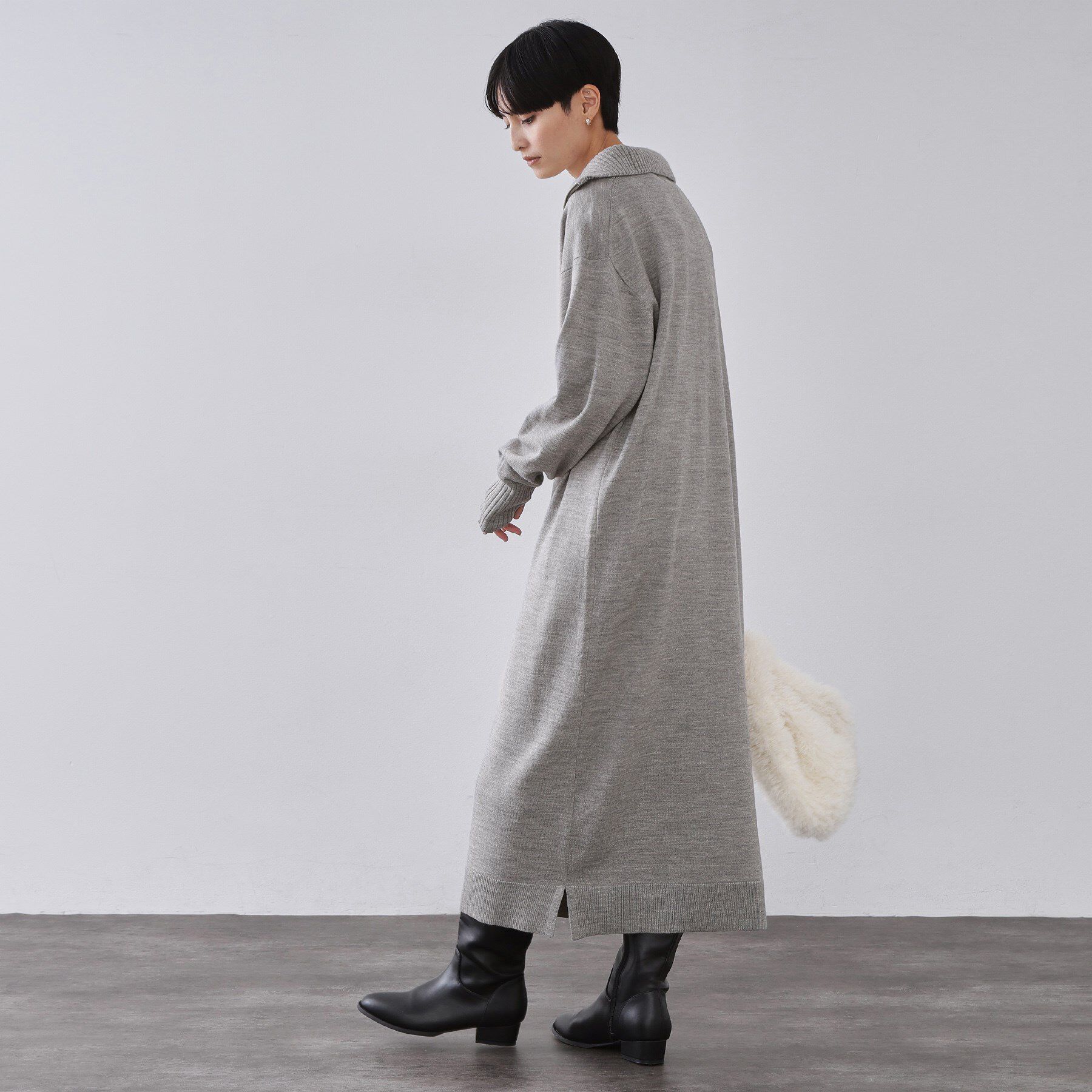 OPAQUE.CLIP「ハーフジップニットワンピース【洗濯機OK】」|ワンピース|