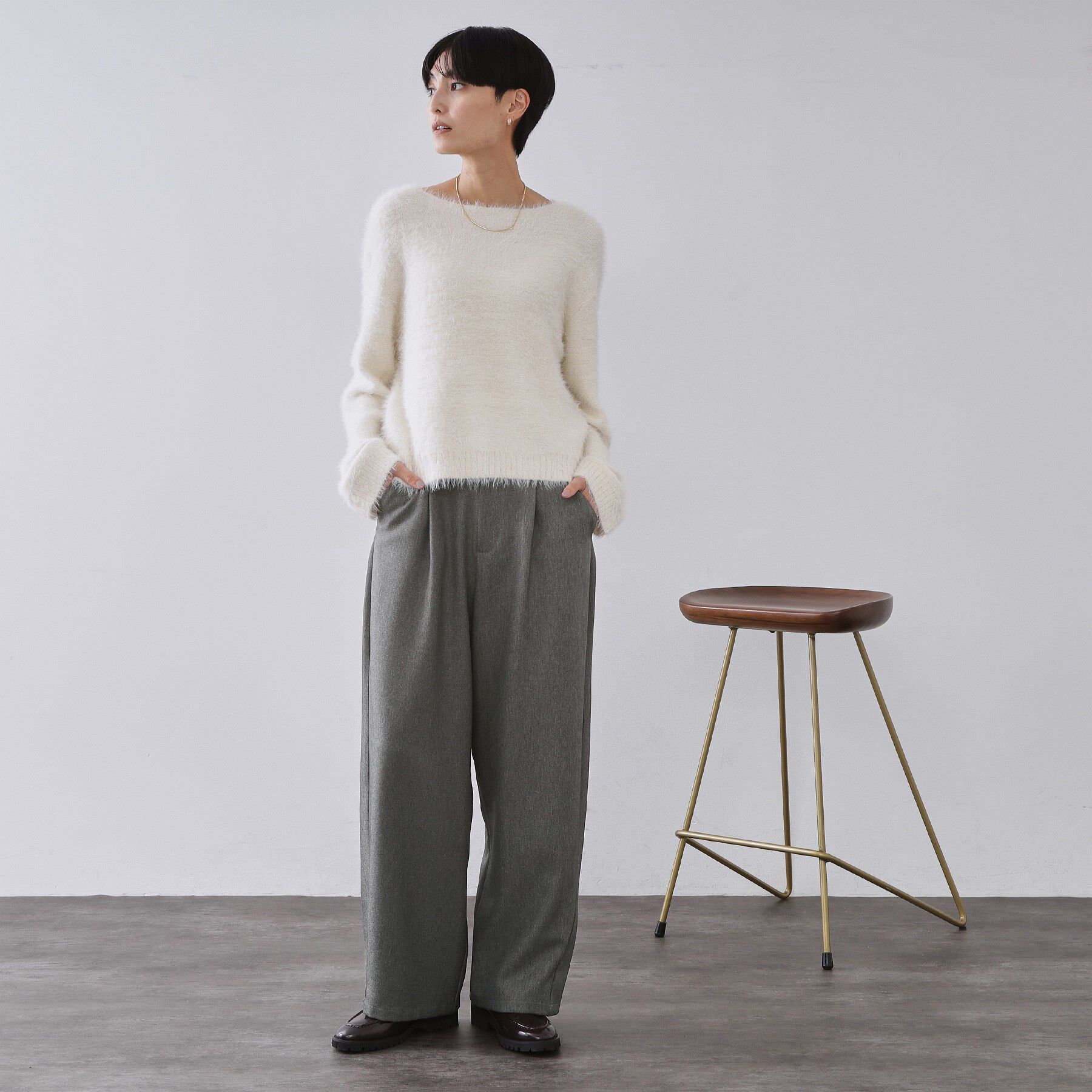 OPAQUE.CLIP「メランジ カーヴィーパンツ【洗濯機OK】」|その他|