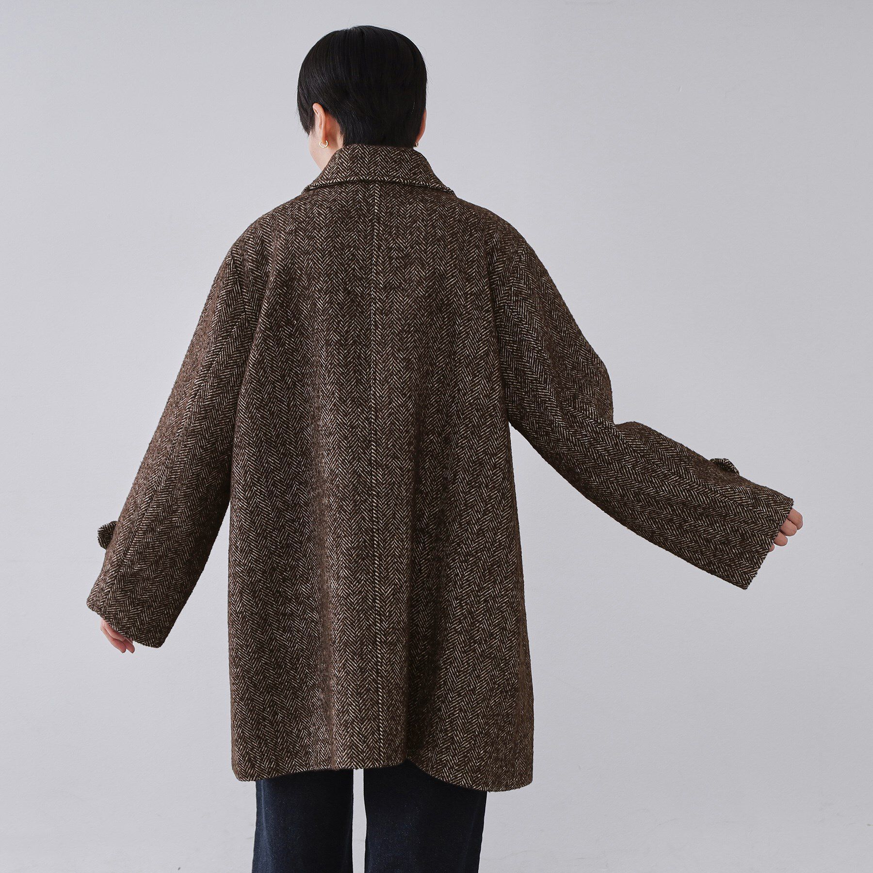 OPAQUE.CLIP「ヘリンボーンステンカラーコート」|ステンカラーコート|