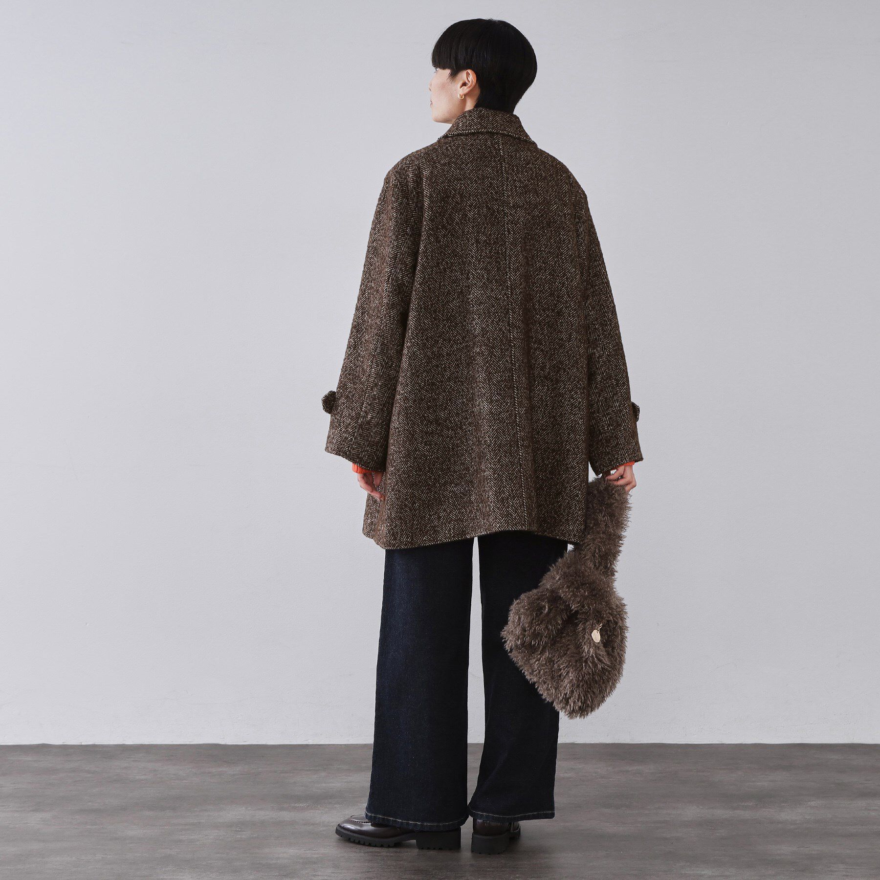 OPAQUE.CLIP「ヘリンボーンステンカラーコート」|ステンカラーコート|