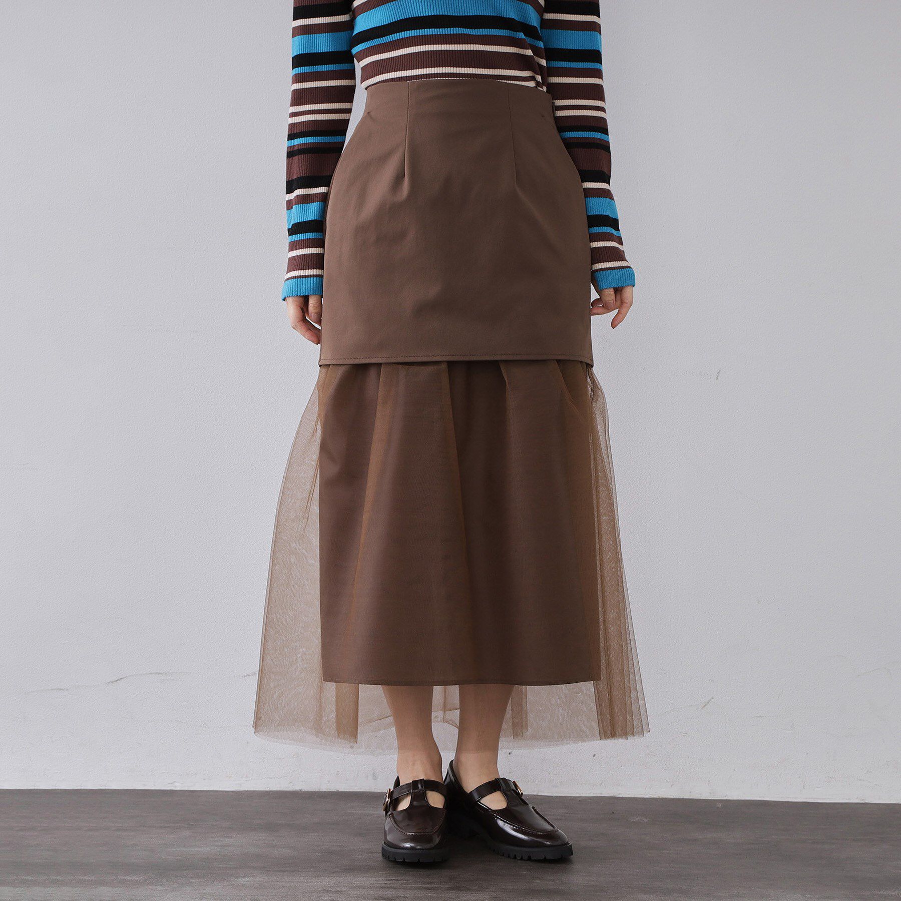 OPAQUE.CLIP「チュールドッキングデザインスカート【洗濯機OK】」|スカート|