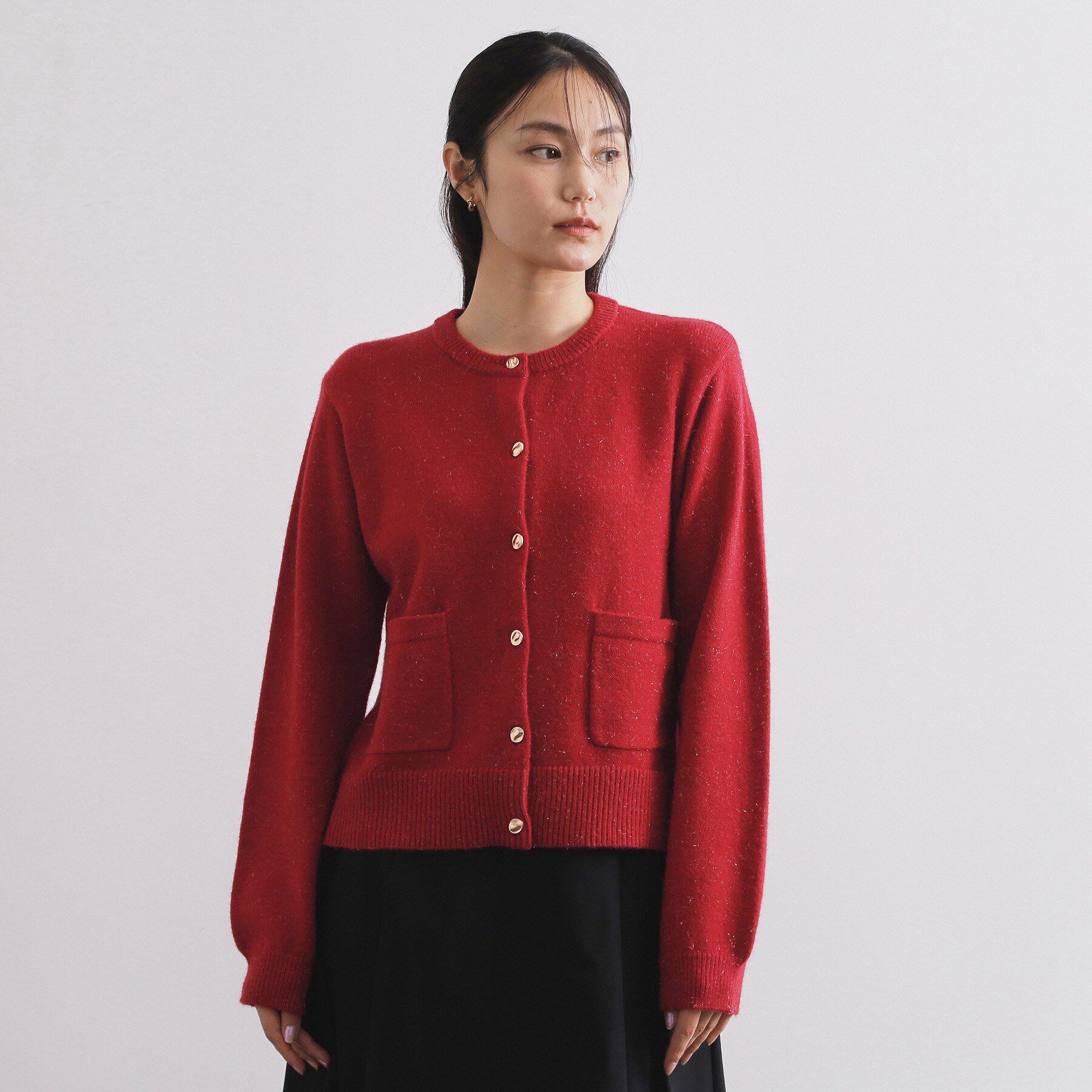 OPAQUE.CLIP「金ボタンラメニットカーディガン【洗濯機OK】」|カーディガン|