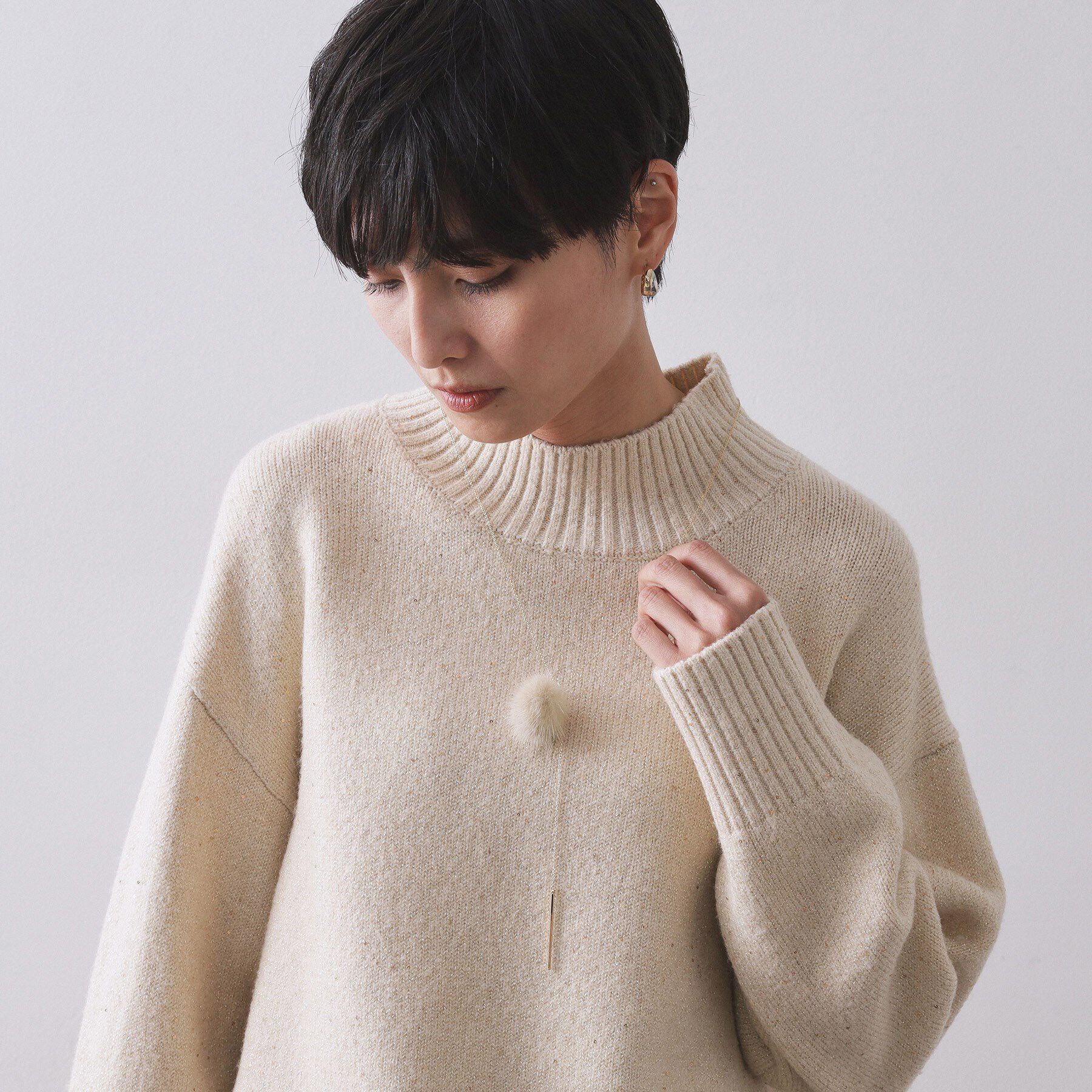 OPAQUE.CLIP「ミンクファー&times;ビジュースライドネックレス」|ネックレス|