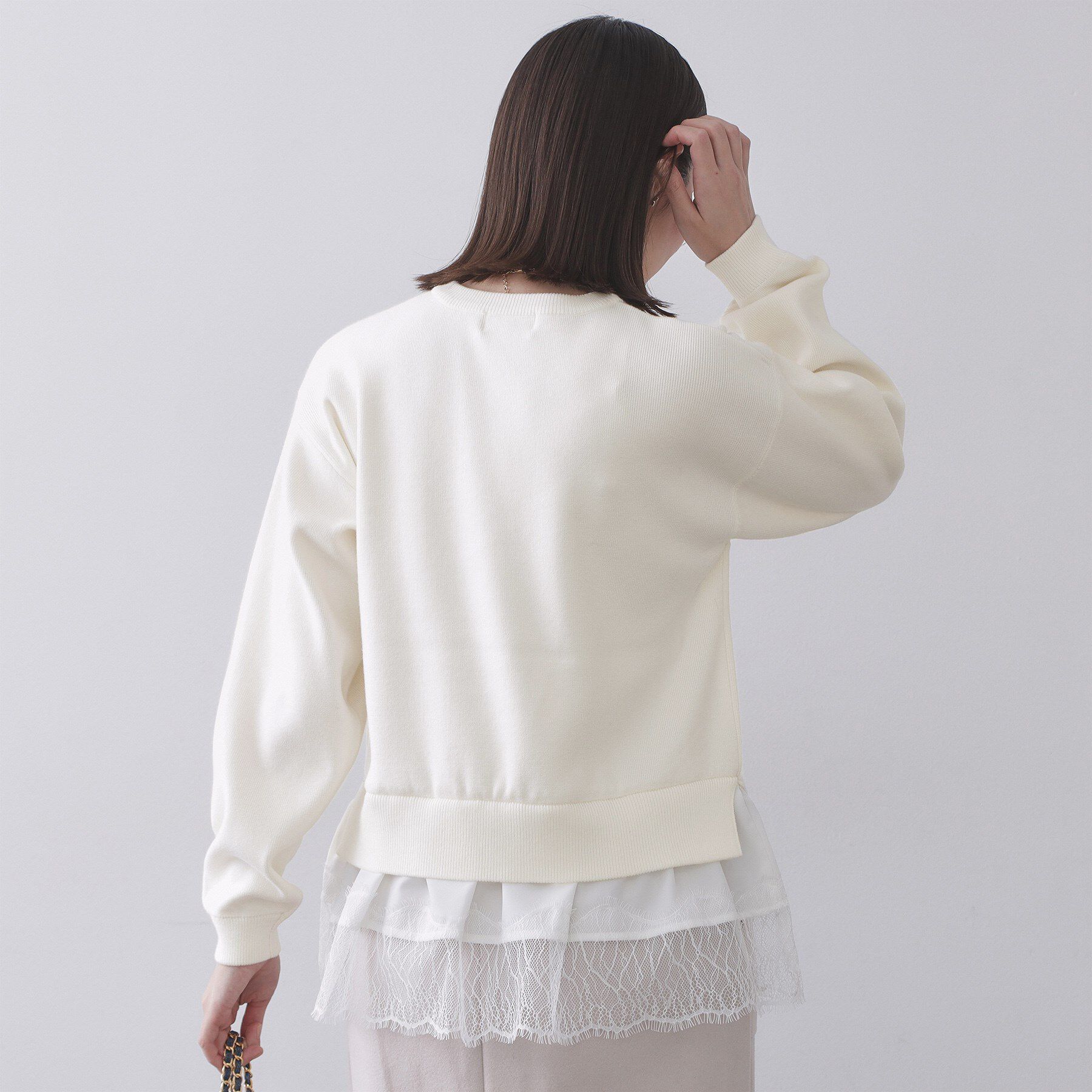 OPAQUE.CLIP「裾レースドッキングニット」|ニット・セーター|