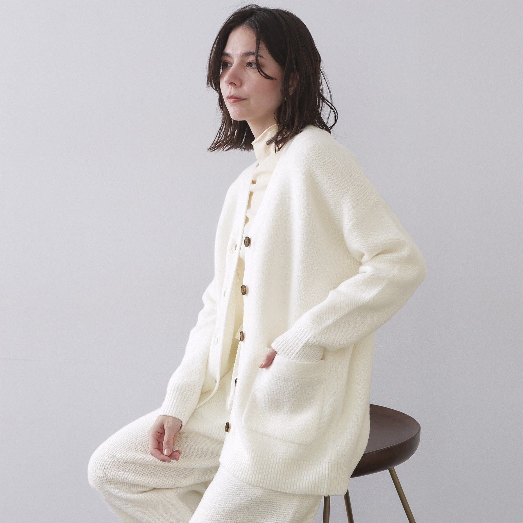OPAQUE.CLIP「Vネックニットカーディガン／セットアップ対応可【洗濯機OK】」|カーディガン|