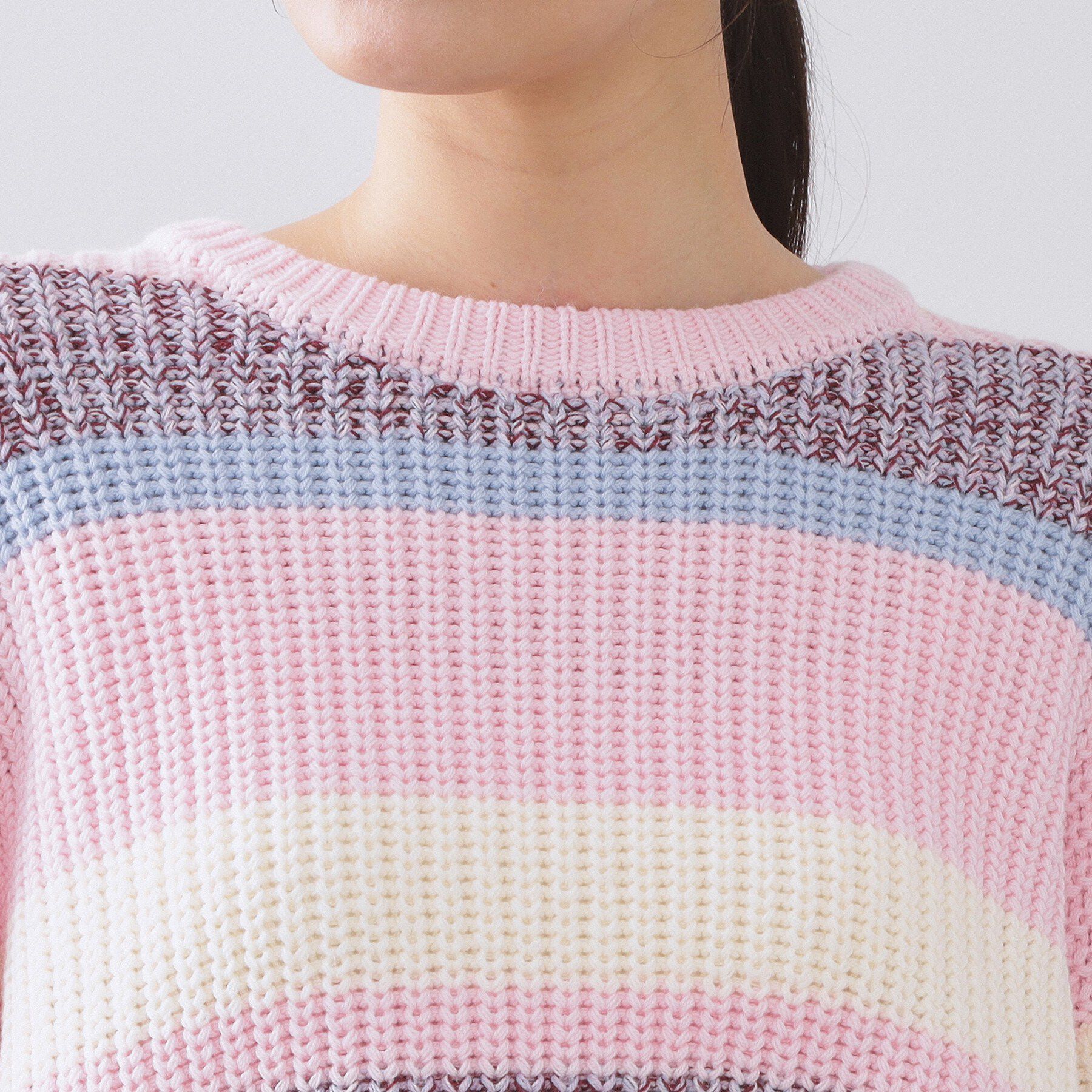 OPAQUE.CLIP「カラーボーダーミドルゲージニット」|ニット・セーター|