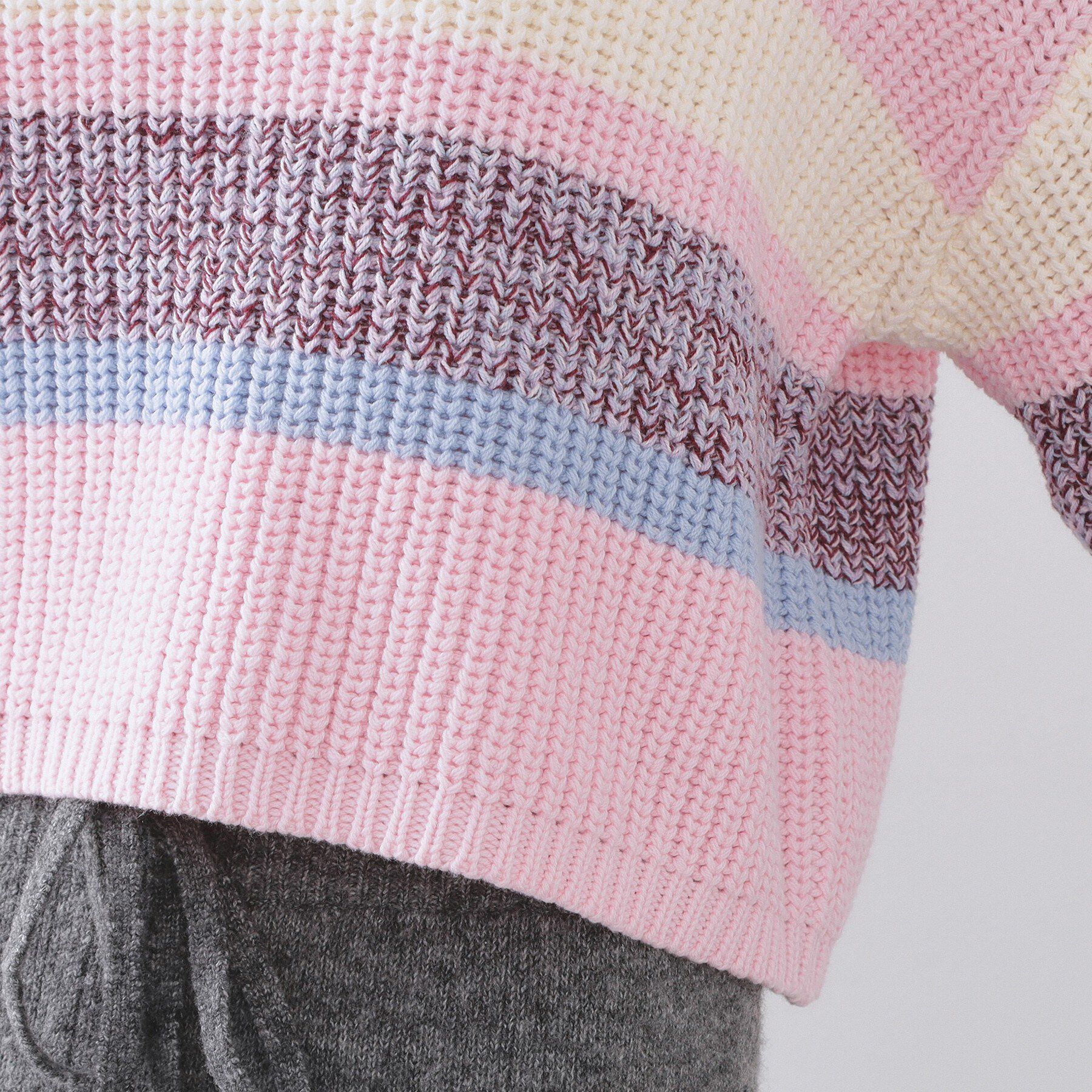 OPAQUE.CLIP「カラーボーダーミドルゲージニット」|ニット・セーター|