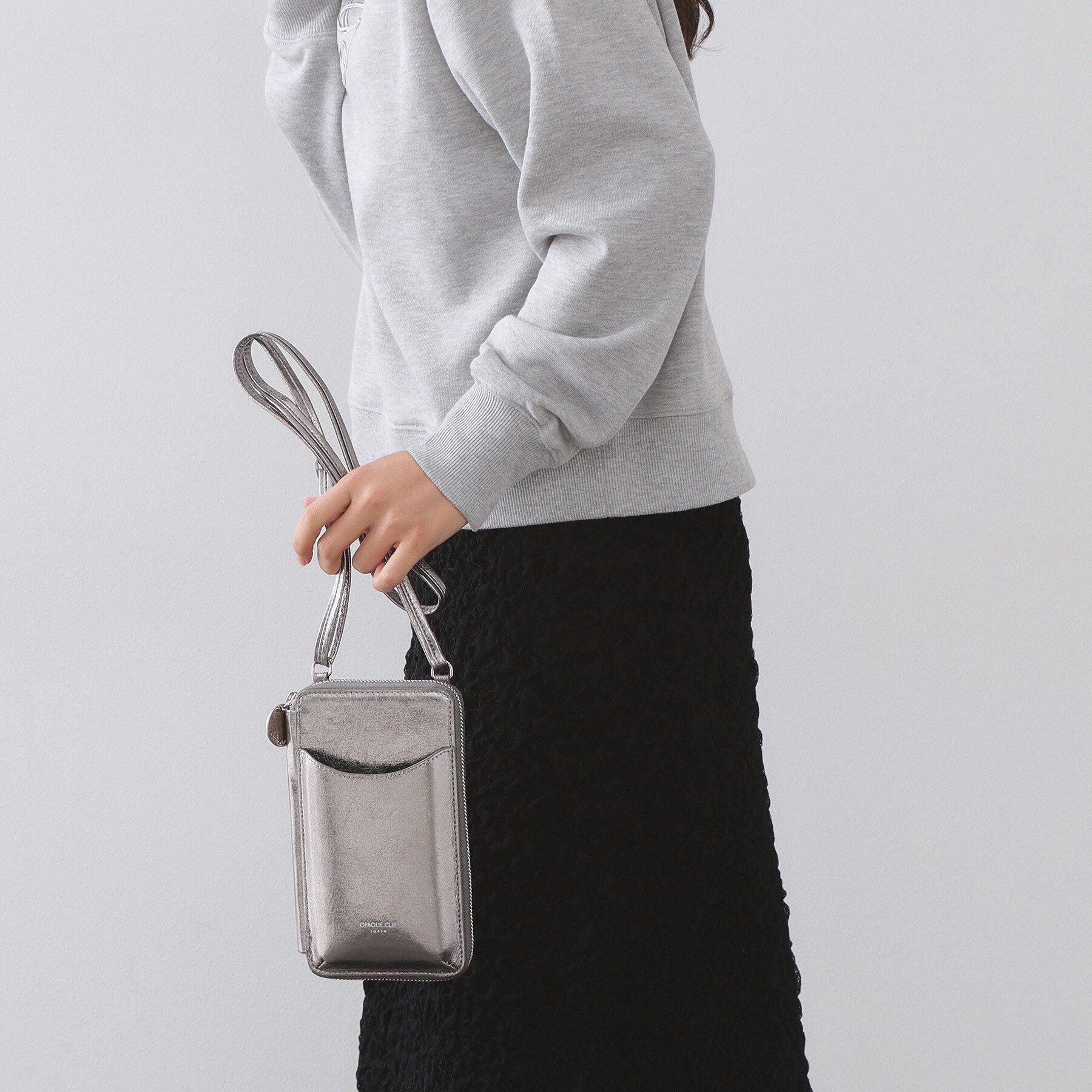OPAQUE.CLIP「合皮携帯ミニショルダーバッグ」|ショルダー・メッセンジャー|ブラックシルバー(0