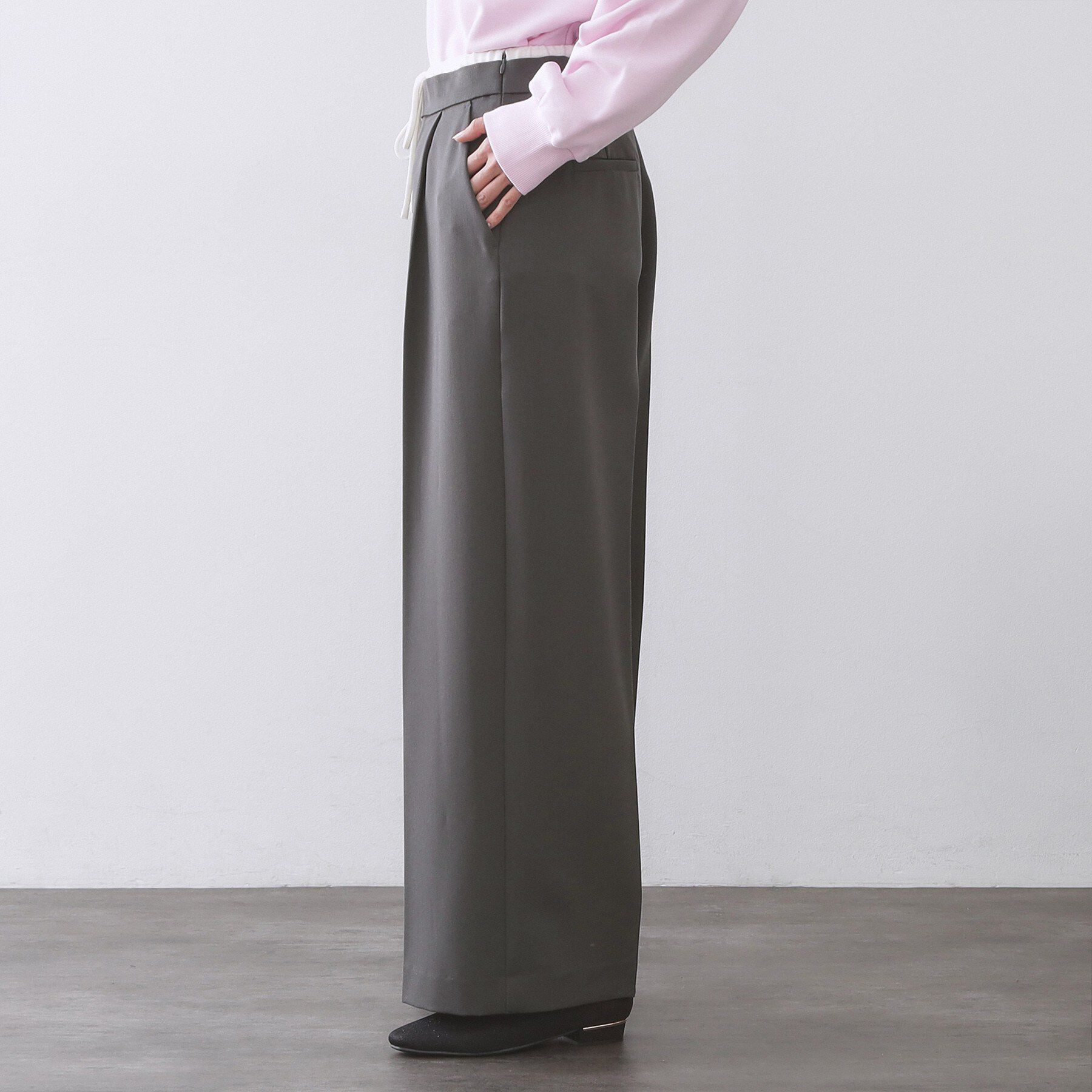 OPAQUE.CLIP「サテンレイヤード風ワイドパンツ【洗濯機OK】」|その他|