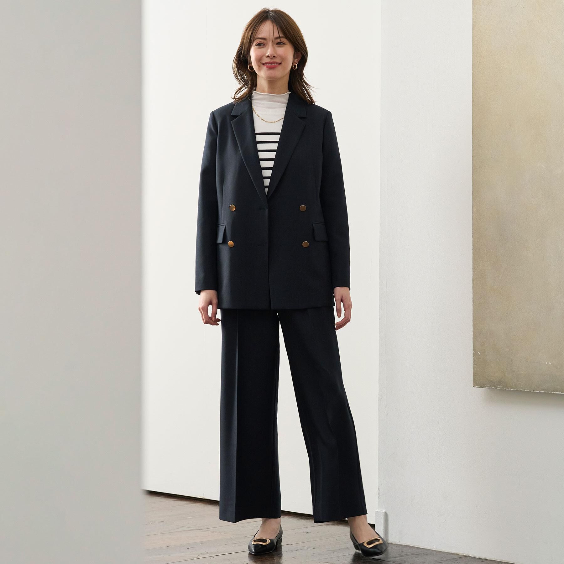 OPAQUE.CLIP「金ボタンダブルブレストテーラードジャケット/セットアップ対応【洗える】《S～LL》」|テーラードジャケット|