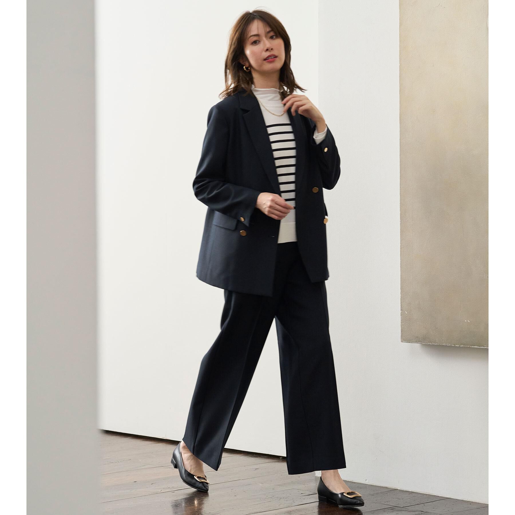 OPAQUE.CLIP「金ボタンダブルブレストテーラードジャケット/セットアップ対応【洗える】《S～LL》」|テーラードジャケット|