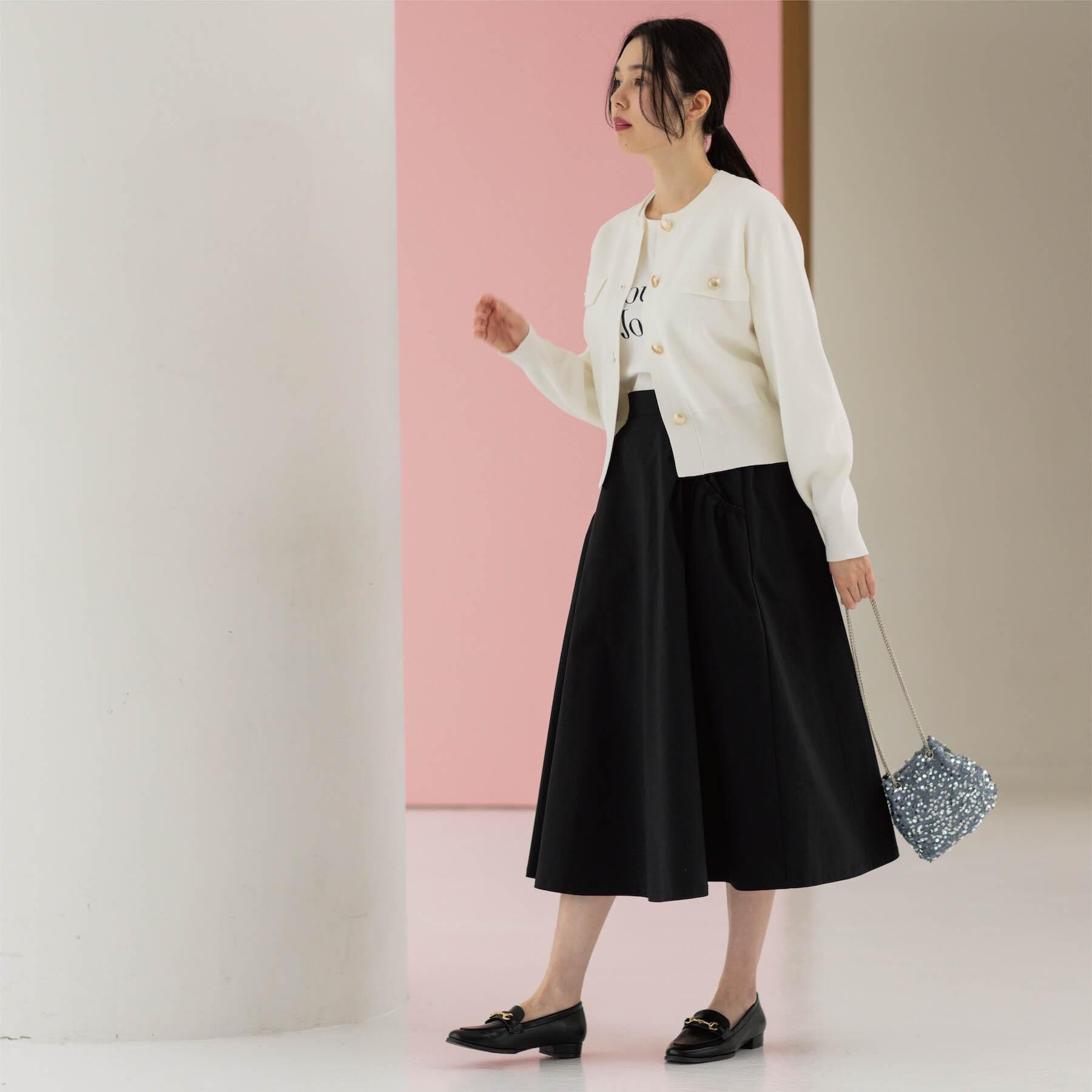 OPAQUE.CLIP「ポケットデザインフレアスカート【洗濯機OK】」|スカート|