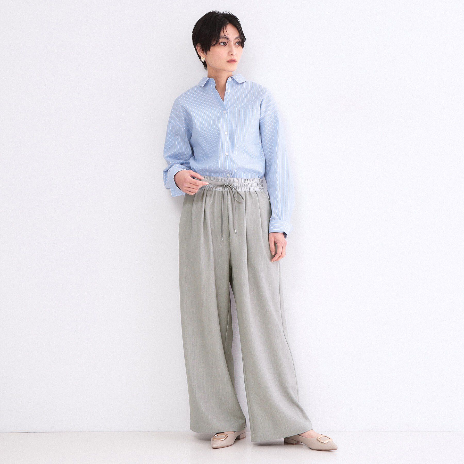 OPAQUE.CLIP「ウエストサテンイージータックワイドパンツ【洗濯機OK】」|その他|