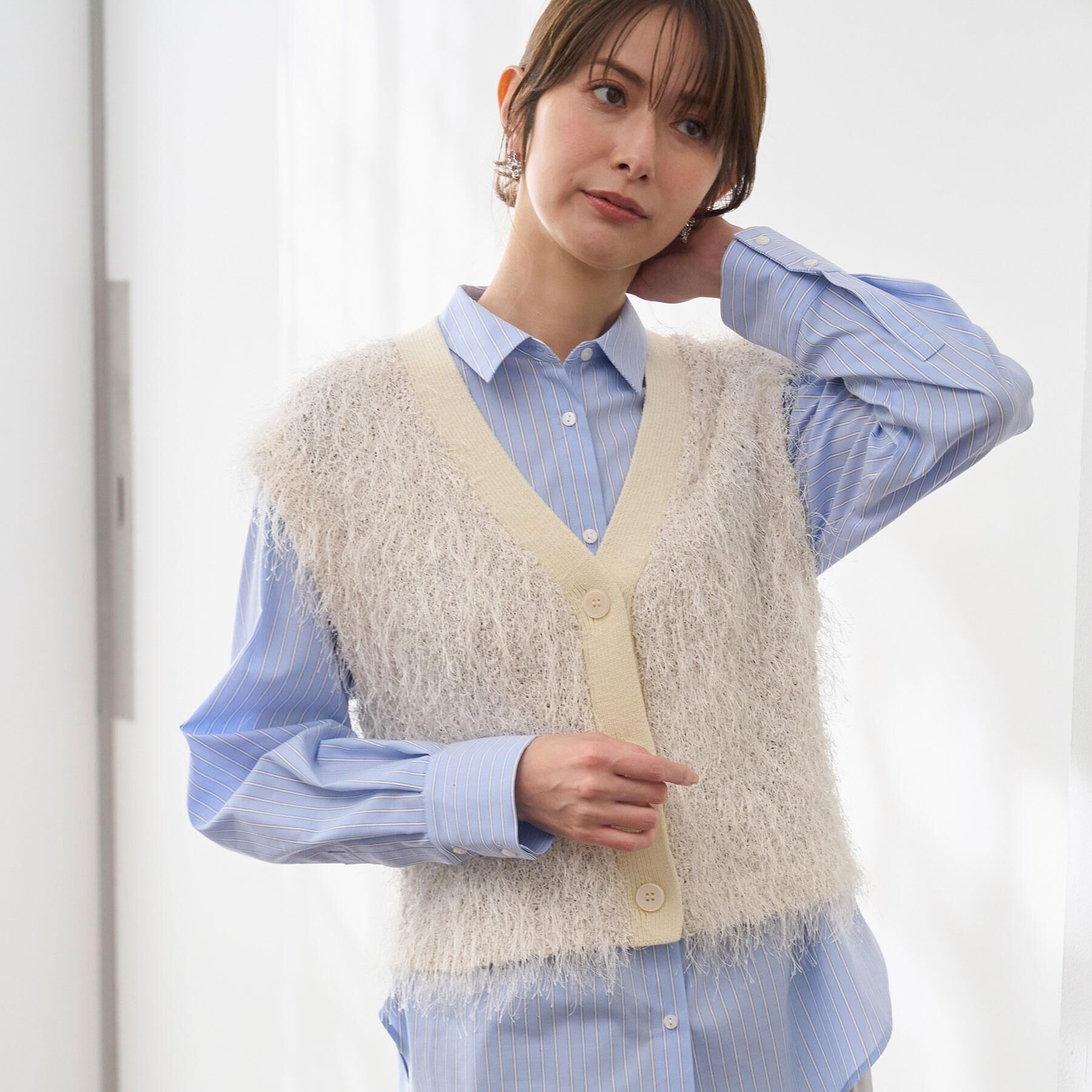 OPAQUE.CLIP「フリンジニットベスト【洗濯機OK】」|ニット・セーター|