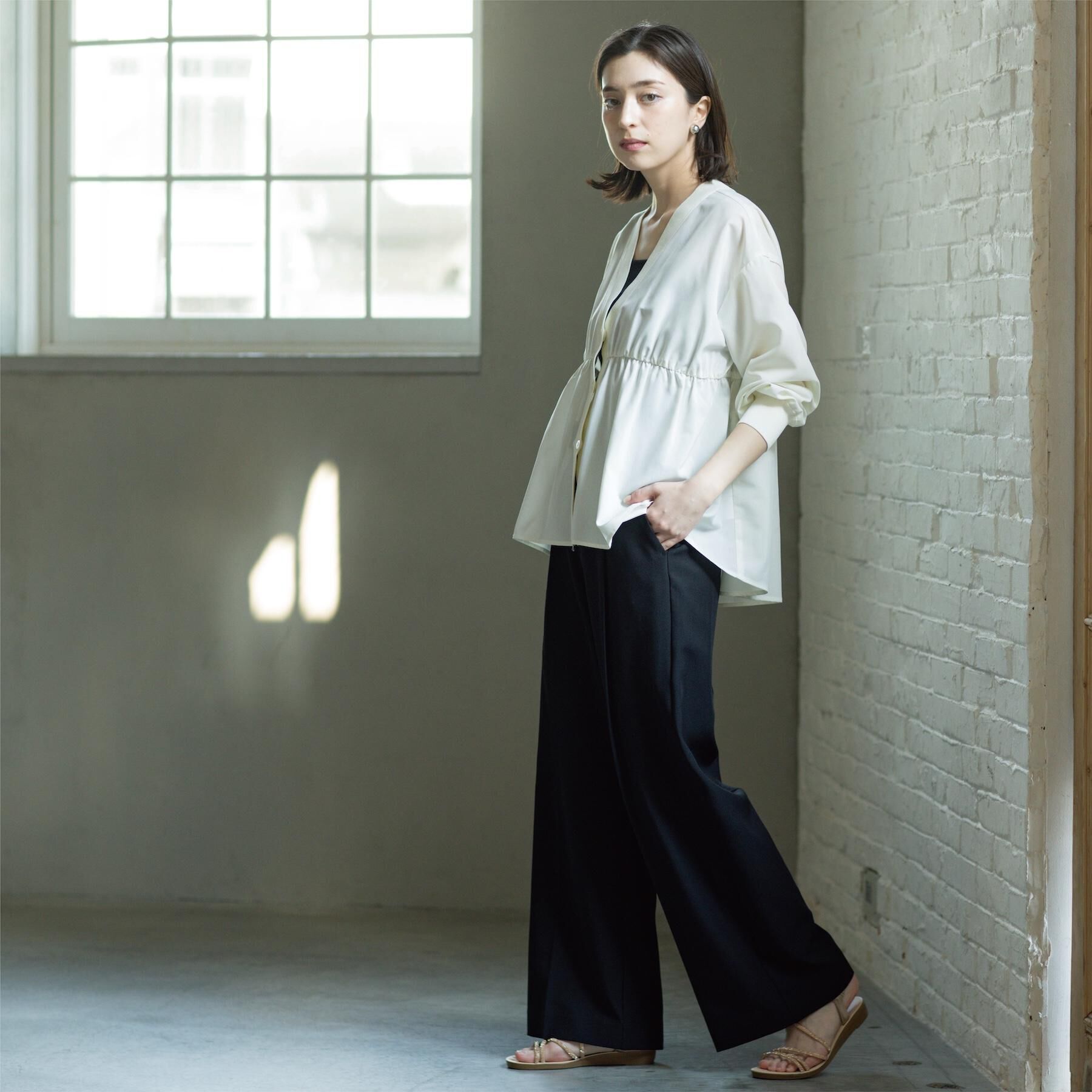 OPAQUE.CLIP「ブラウス風Vネックカーディガン【洗濯機OK】」|カーディガン|