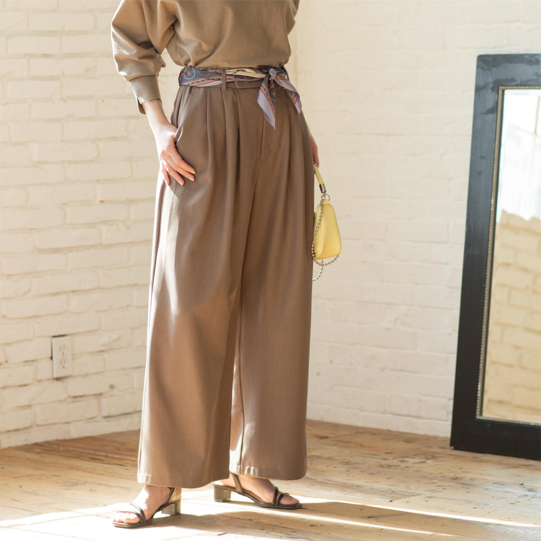 OPAQUE.CLIP「美脚ストレッチ イージータックワイドパンツ【洗濯機OK】」|その他|