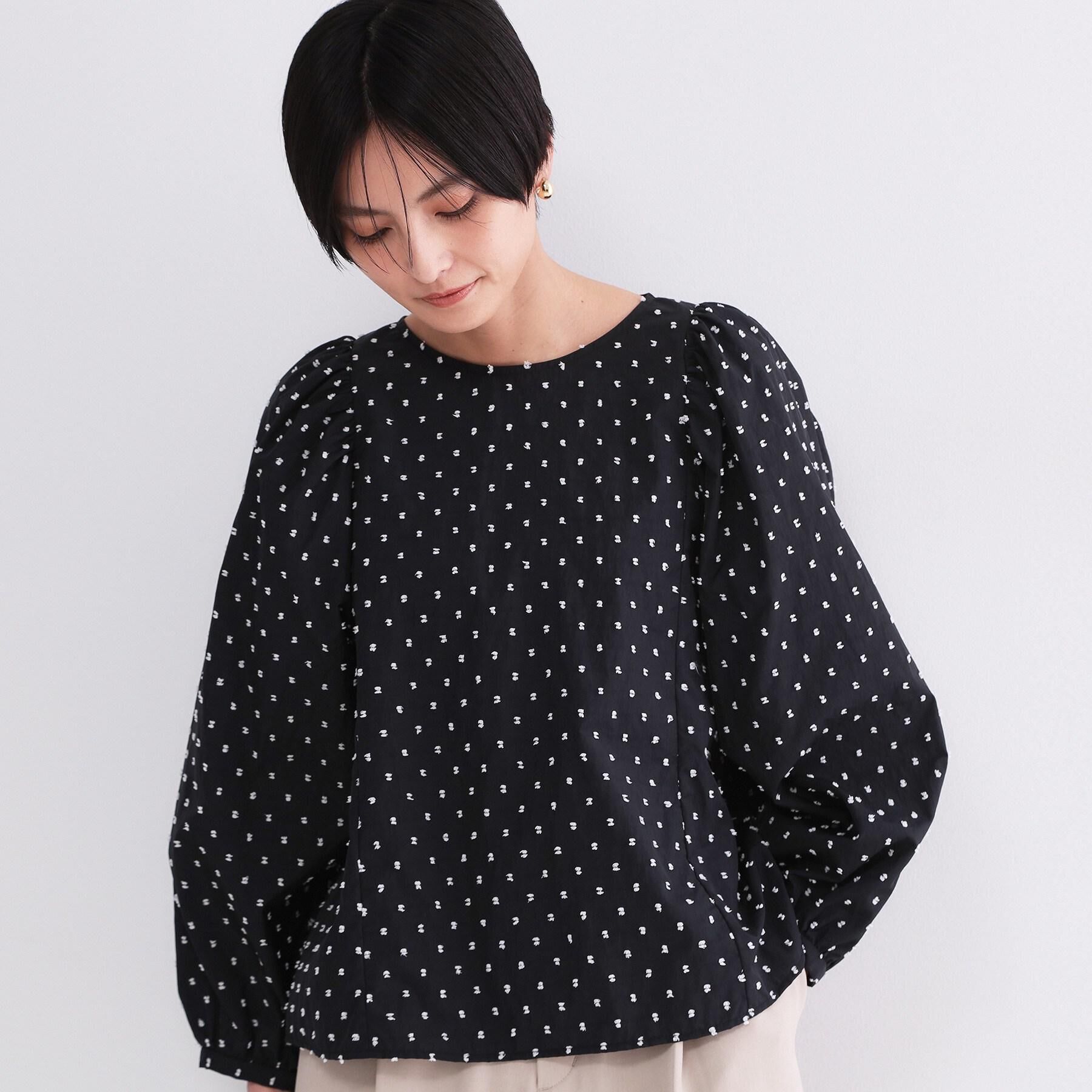 OPAQUE.CLIP「ドビードットパフスリーブブラウス【洗濯機OK】」|シャツ・ブラウス|