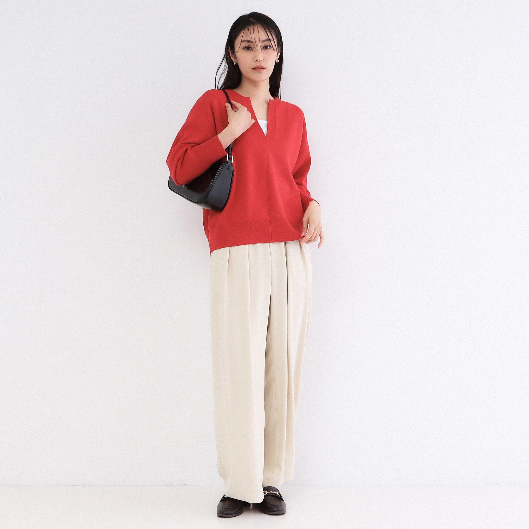 OPAQUE.CLIP「キーネックデザインニット【洗濯機OK】」|ニット・セーター|