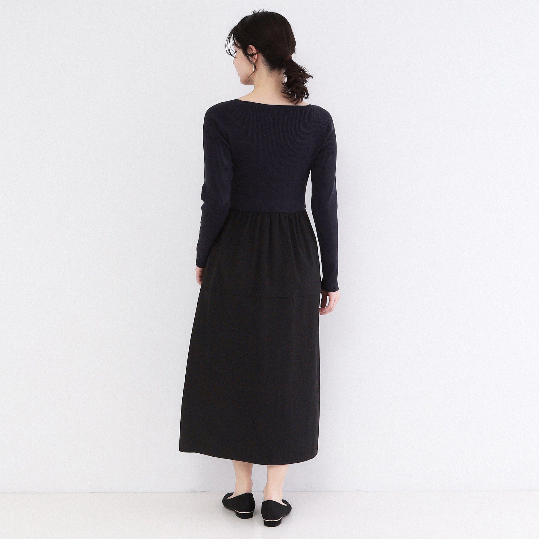 OPAQUE.CLIP「リブニットドッキングワンピース【洗濯機OK】」|ワンピース|
