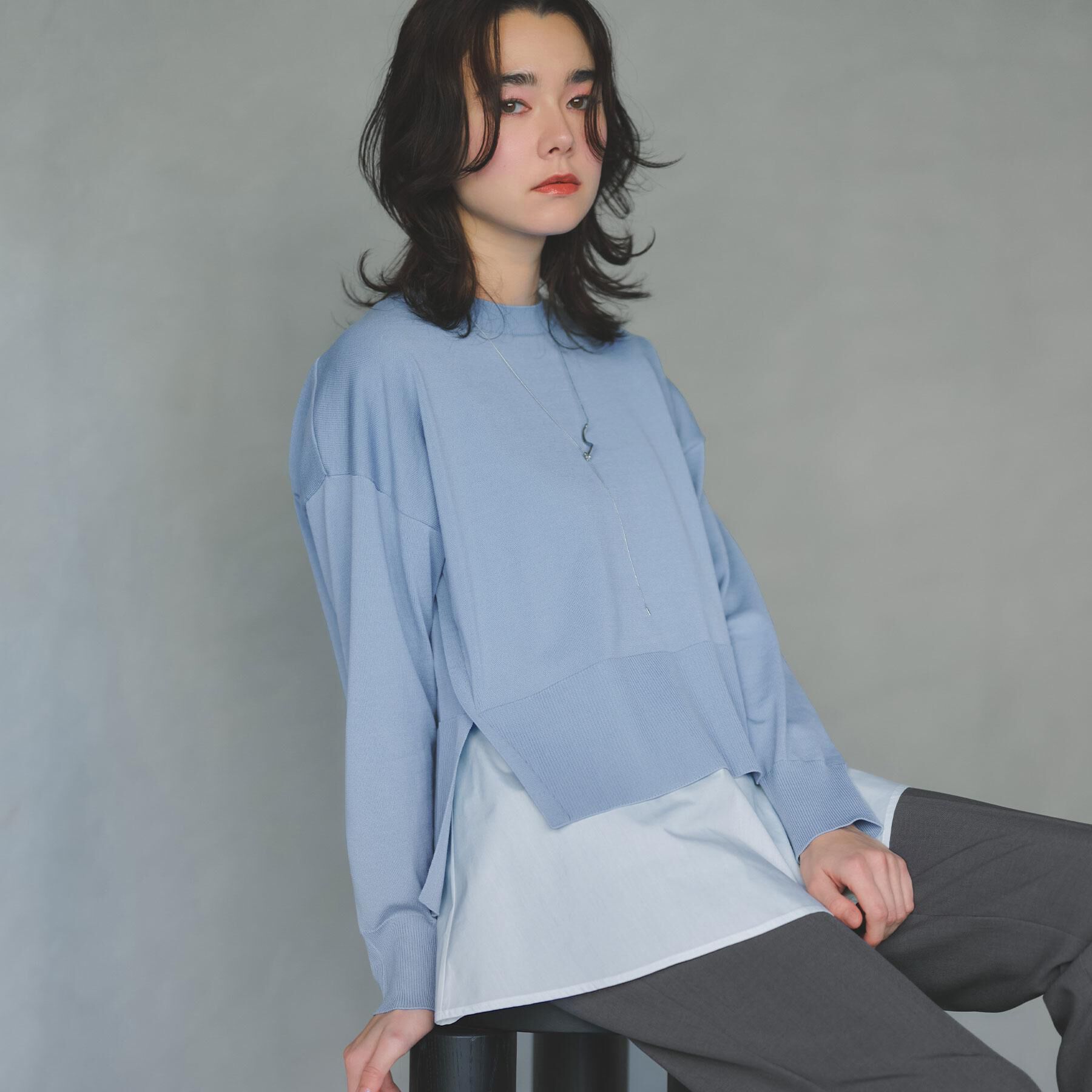 OPAQUE.CLIP「《ツインセット》ワイドニット&times;裾フレアタンクトップ【洗濯機OK】」|ニット・セーター|