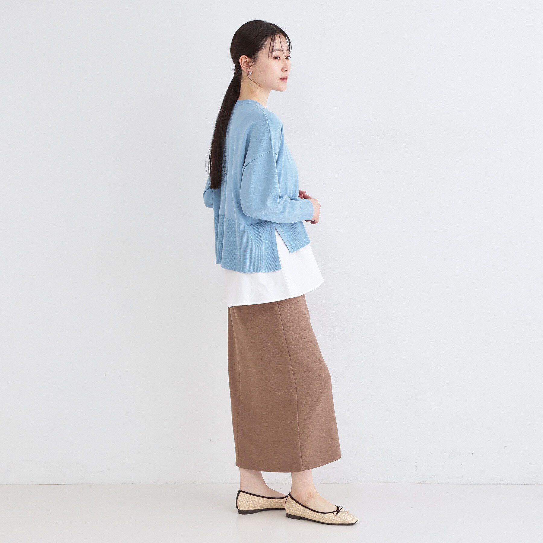 OPAQUE.CLIP「《ツインセット》ワイドニット&times;裾フレアタンクトップ【洗濯機OK】」|ニット・セーター|