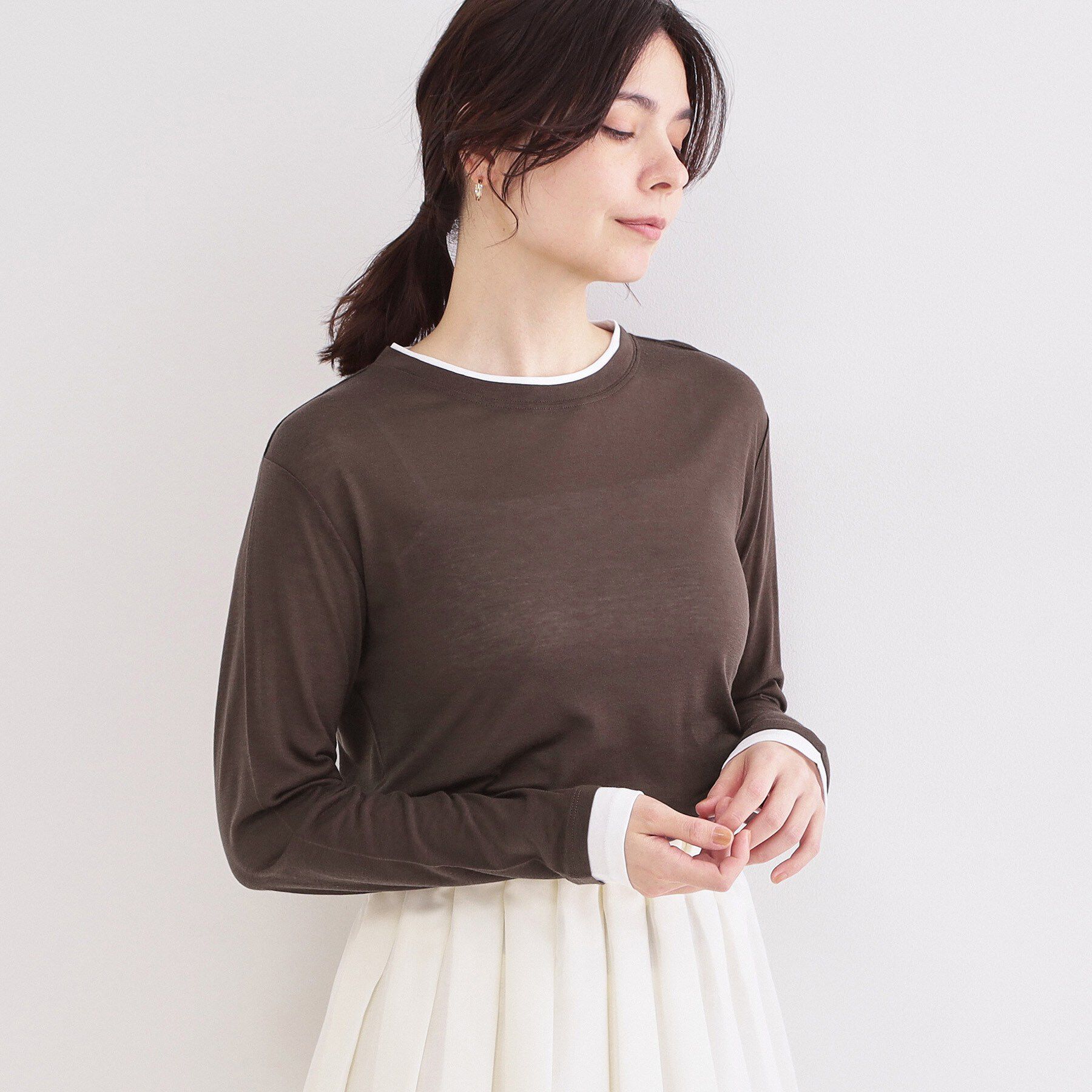 OPAQUE.CLIP「配色レイヤードロングスリーブTシャツ【洗える】」|Tシャツ・カットソー|