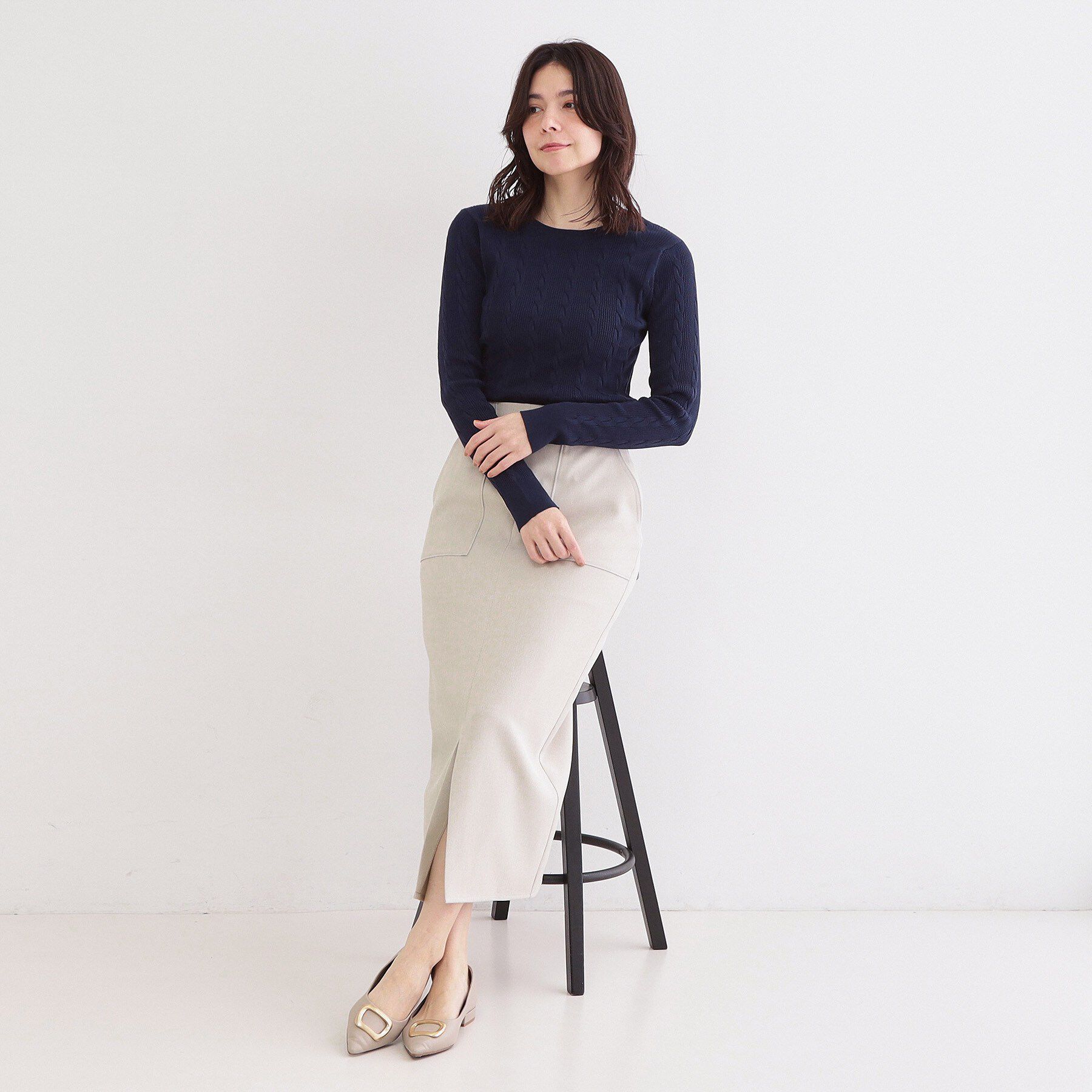 OPAQUE.CLIP「ストレッチダブルポケットタイトスカート【洗濯機OK】」|スカート|