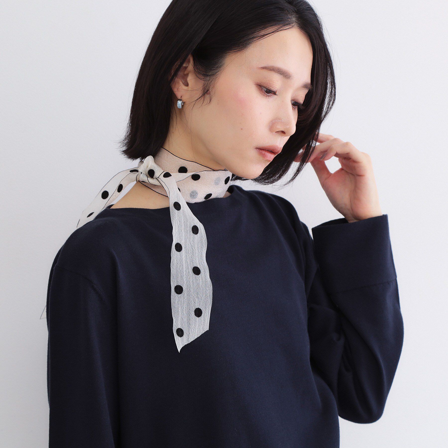 OPAQUE.CLIP「シアーレースドットスカーフ」|ストール|