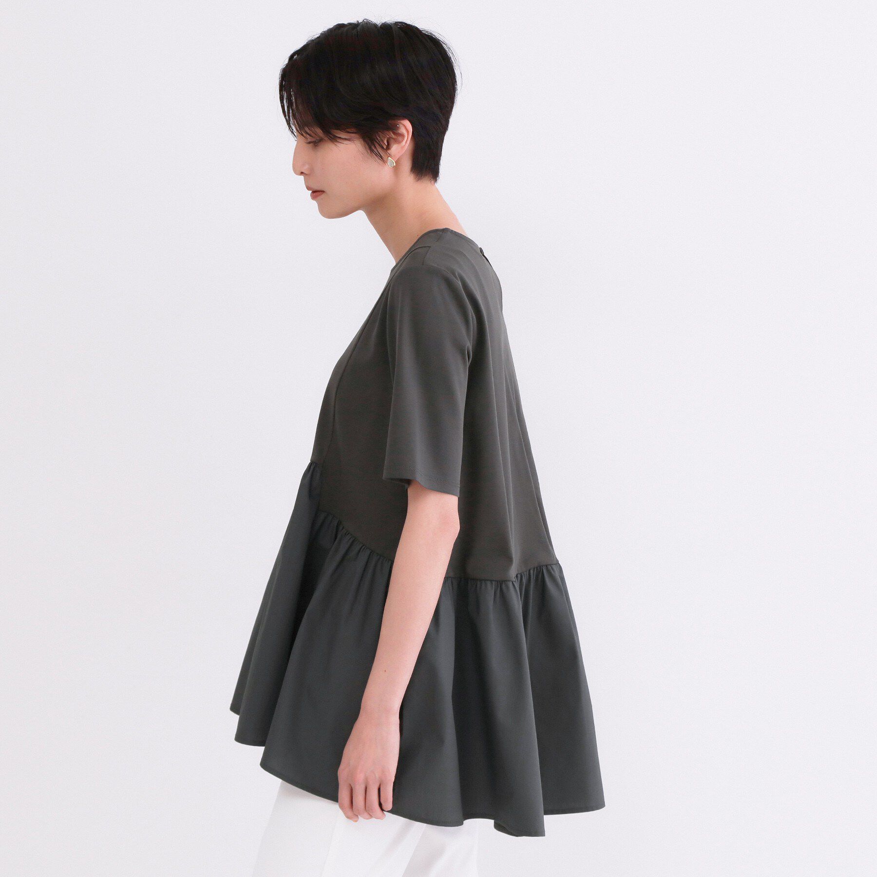 OPAQUE.CLIP「ペプラムドッキングカットソー【洗濯機OK】」|Tシャツ・カットソー|