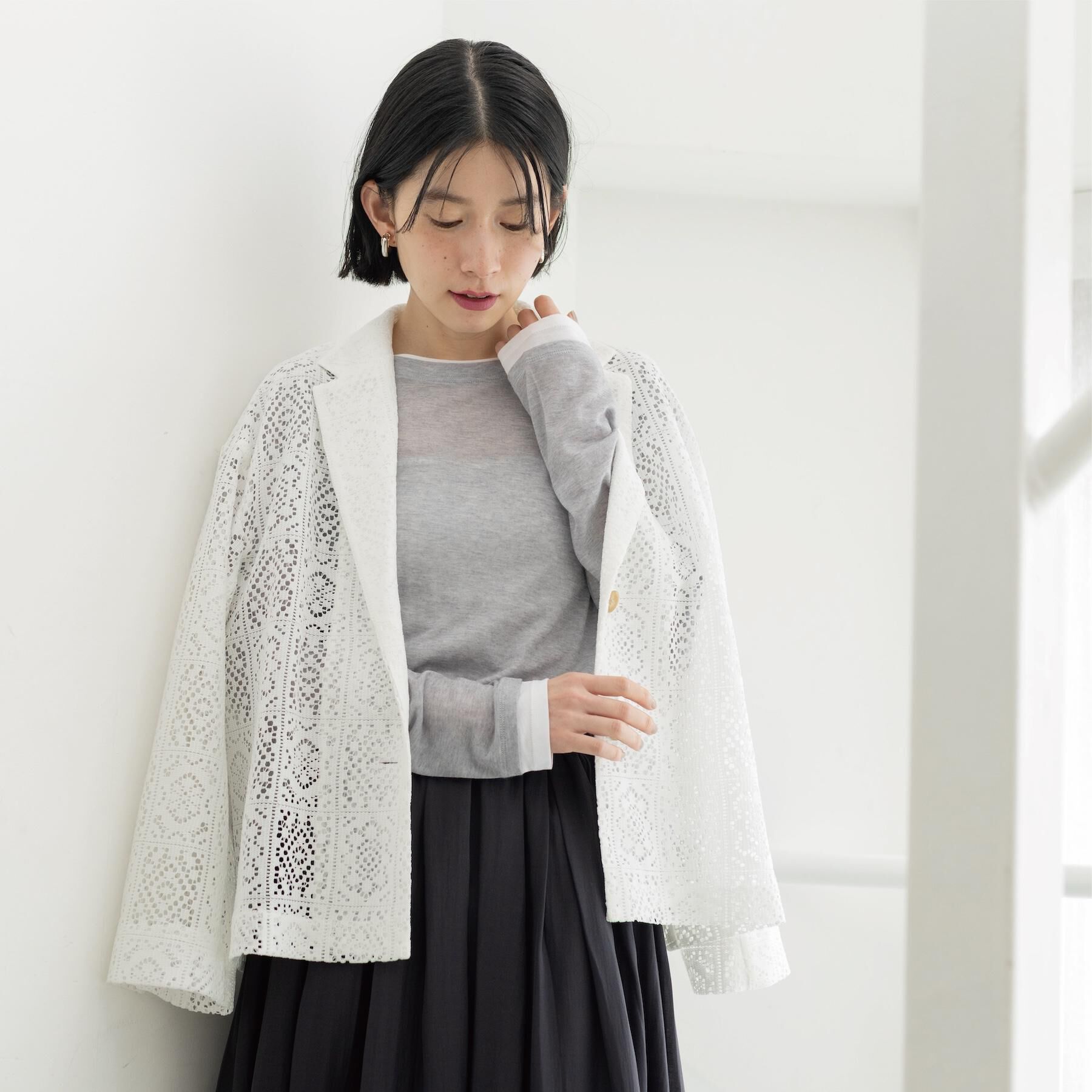 OPAQUE.CLIP「レーステーラードジャケット【洗濯機OK】」|テーラードジャケット|