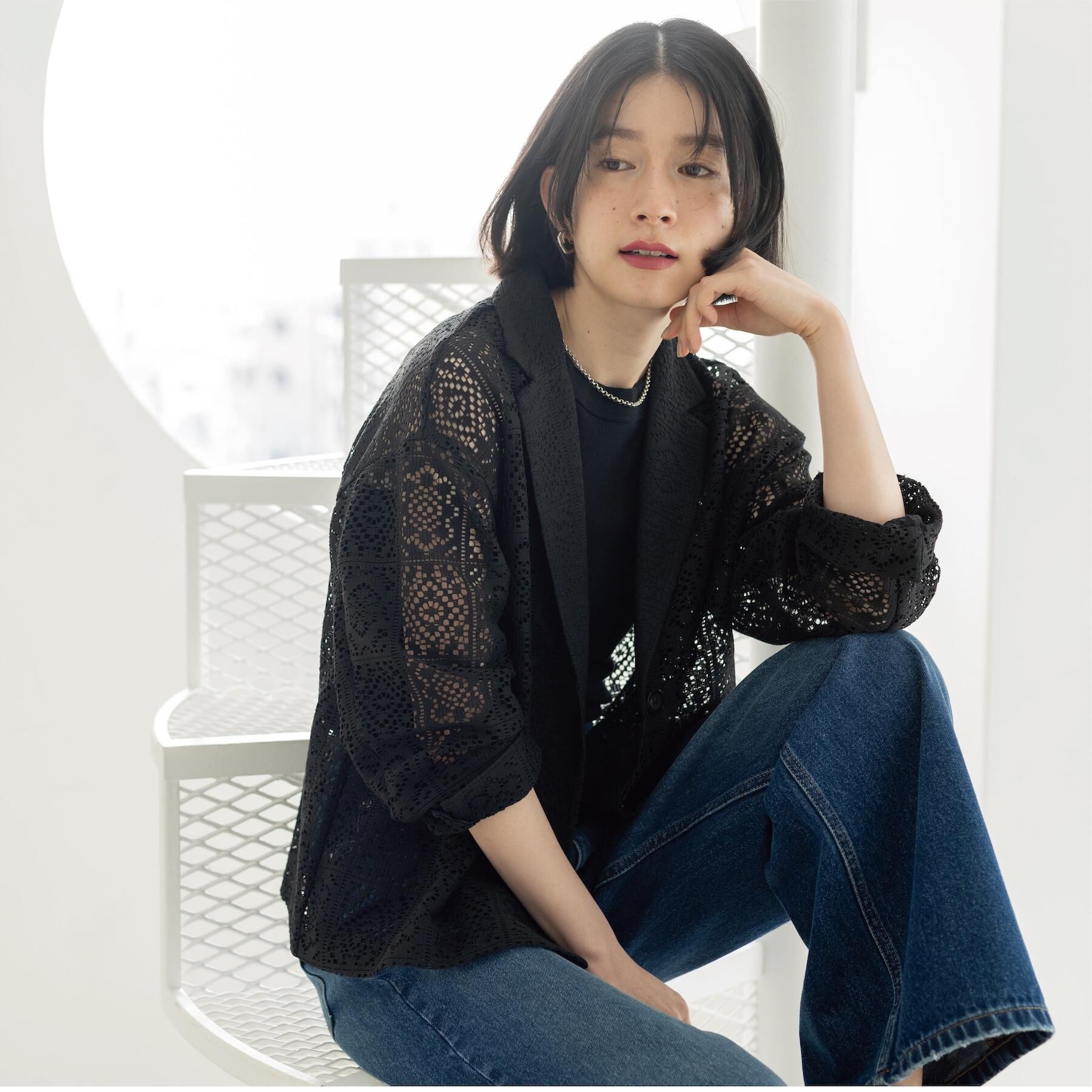 OPAQUE.CLIP「レーステーラードジャケット【洗濯機OK】」|テーラードジャケット|